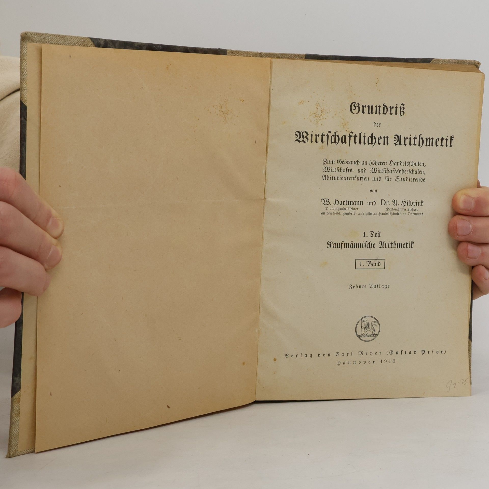 W. Hartmann Grundriß der Wirtschaftlichen Arithmetik