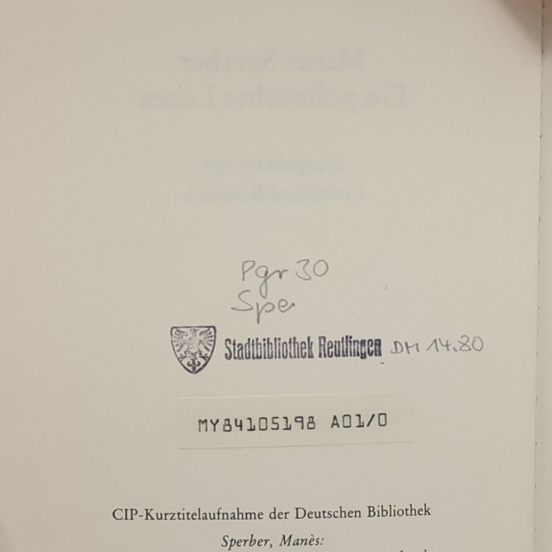 Manès Sperber Ein politisches Leben
