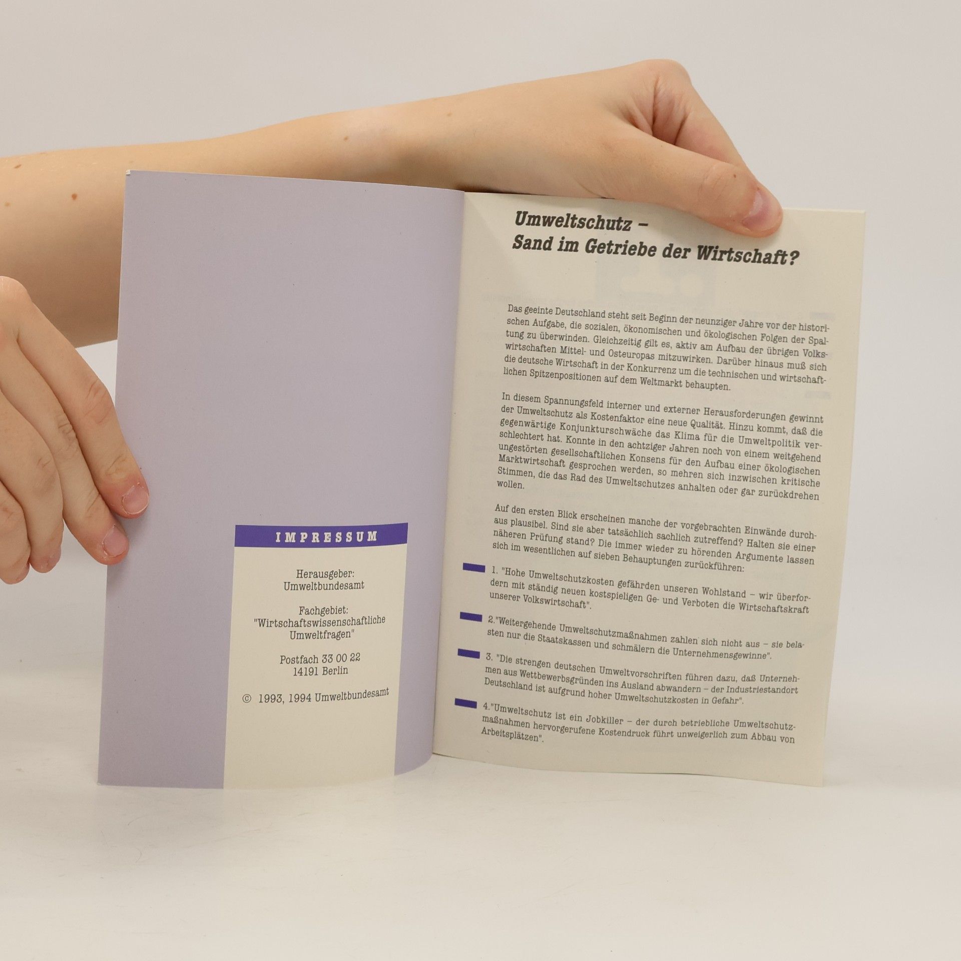 Autorenkollektiv Umweltschutz, ein Wirtschaftsfaktor