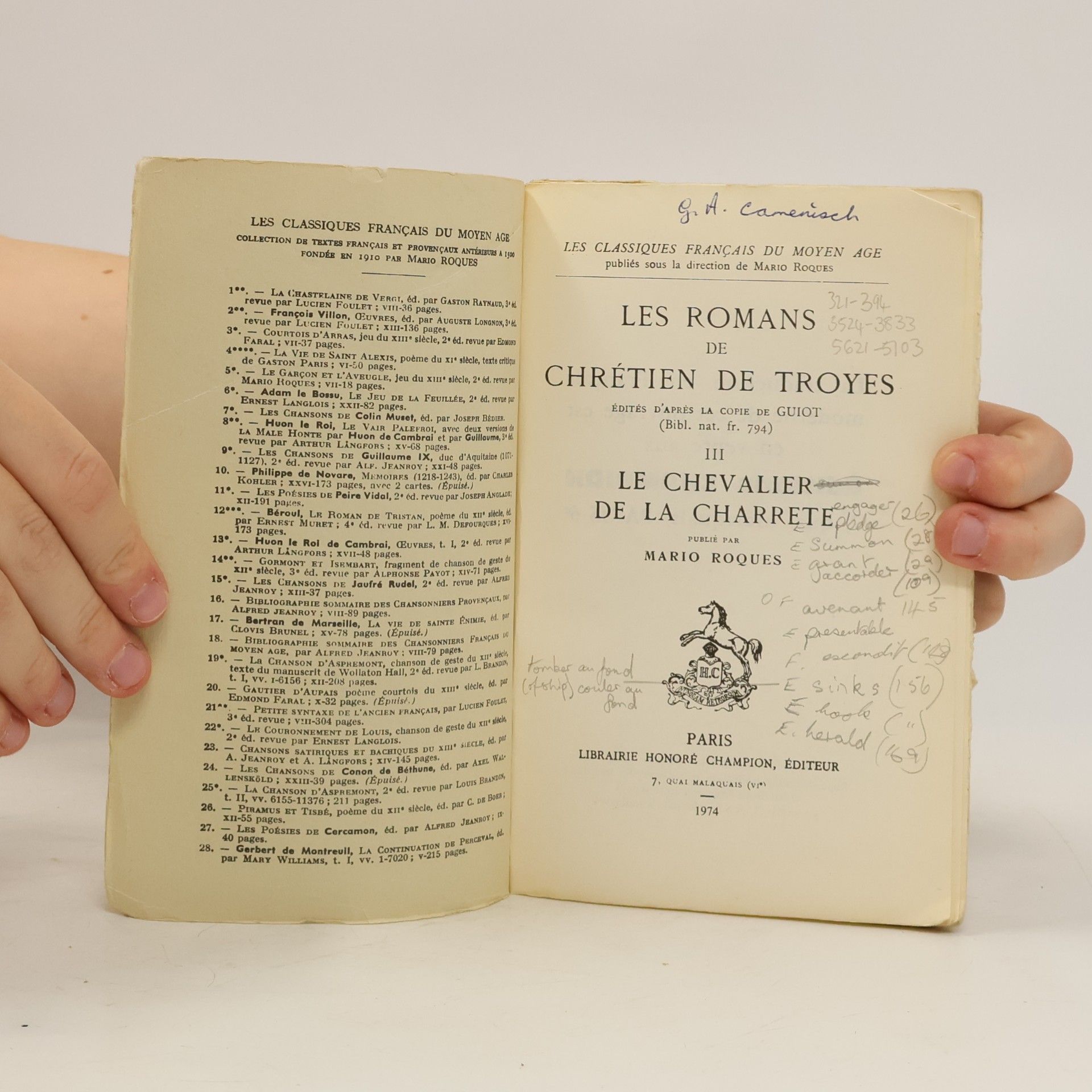 Mario Roques Les Romans de Chrétien de Troyes III. Le Chevalier de la Charrete