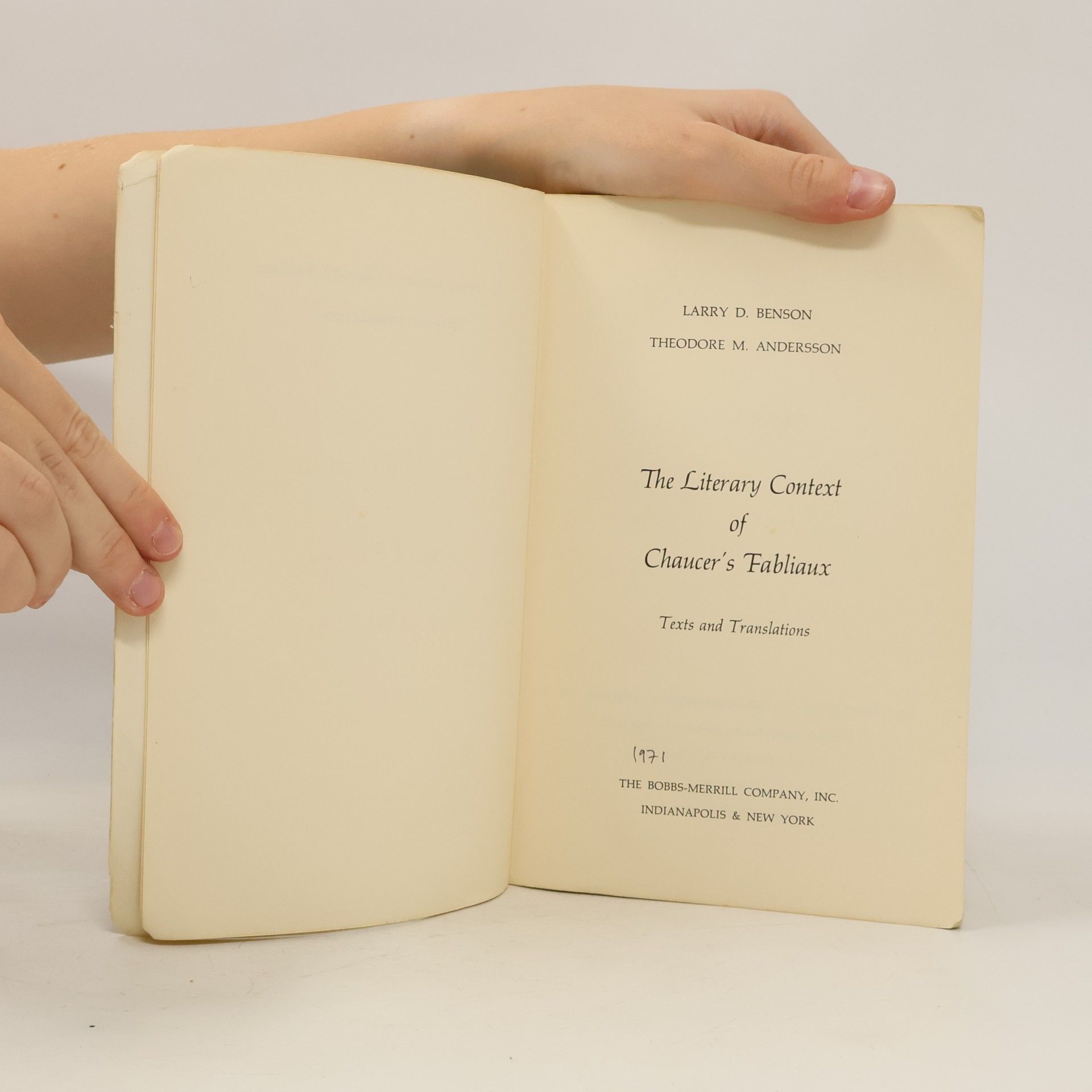Larry D. Benson The Literary Context of Chaucer's Fabliaux