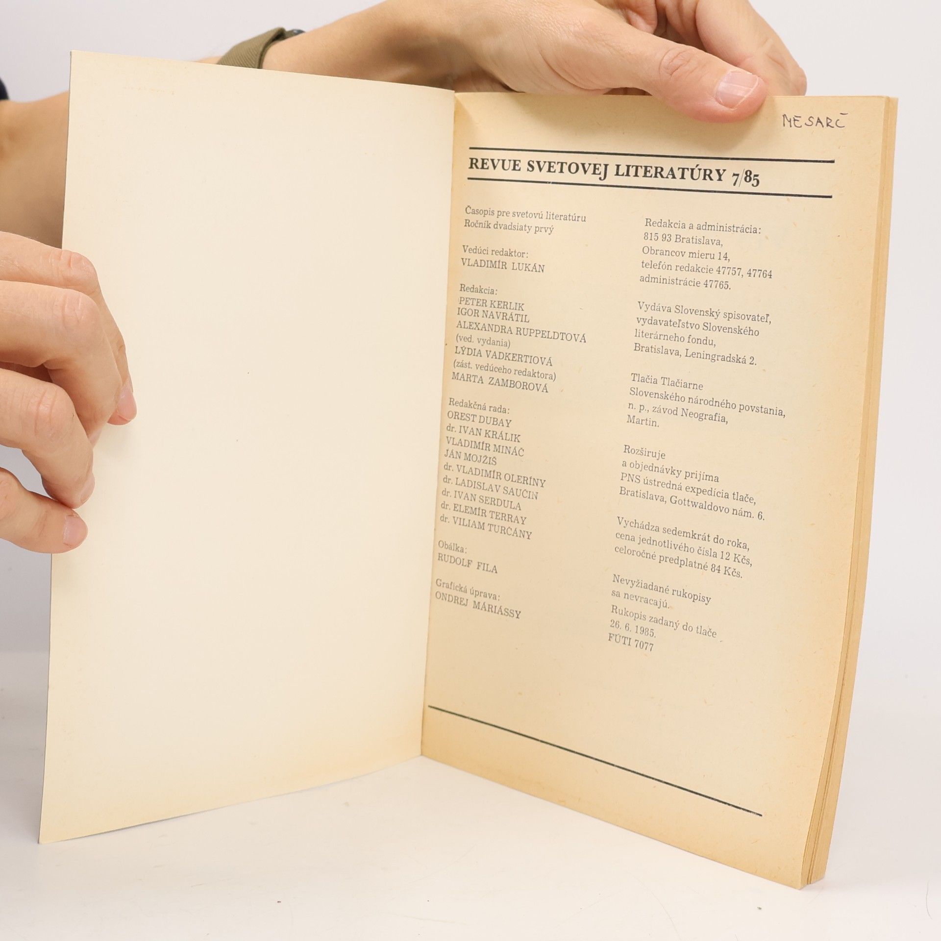 Various authors Revue svetovej literatury 7/85