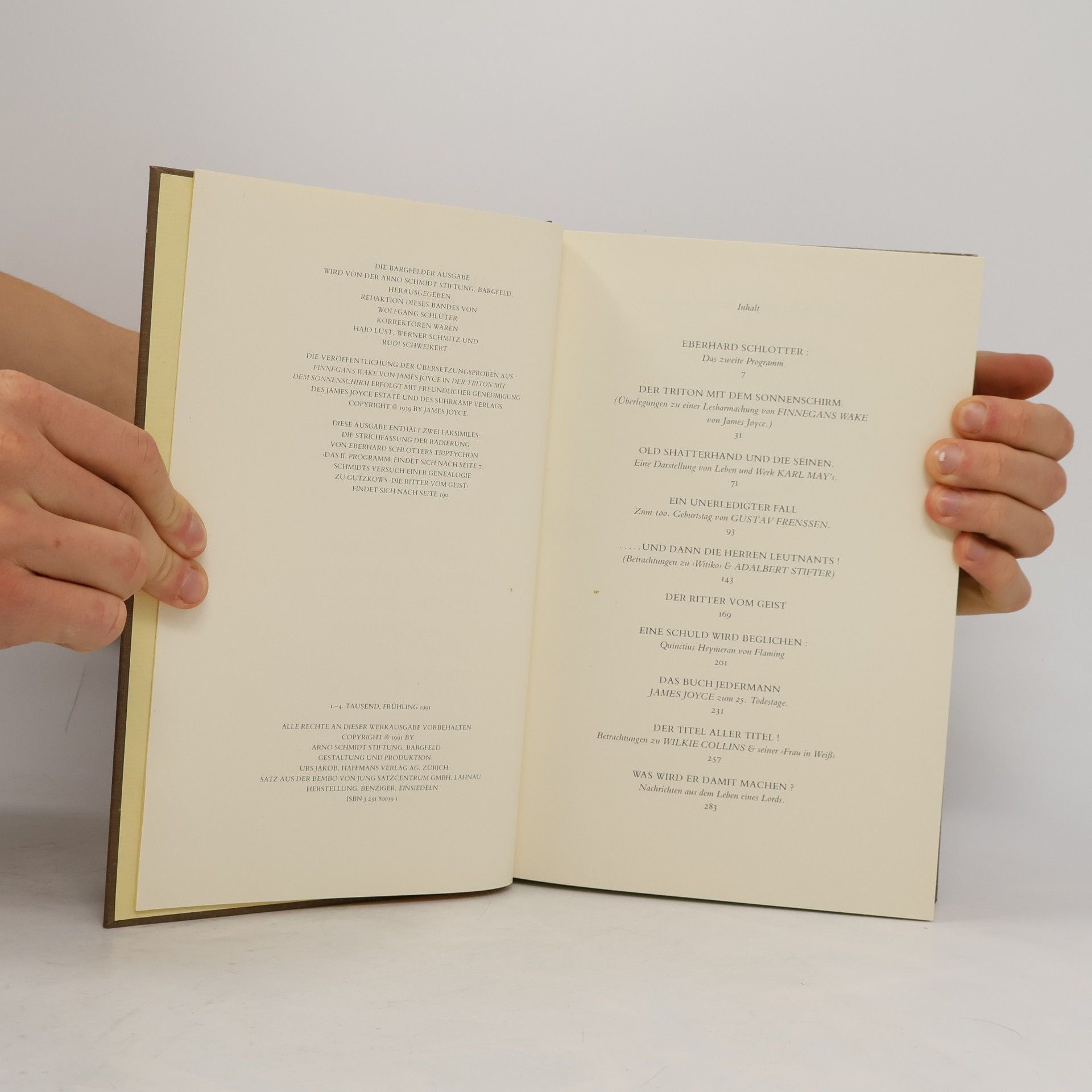 Arno Schmidt Werke, Bargfelder Ausgabe, Werkgr.2, 3 Bde. Ln, Bd.3, Schlotter, Joyce, May, Frenssen, Stifter, Gutzkow, Lafontaine, Joyce, Collins, Bulwer, Spindler