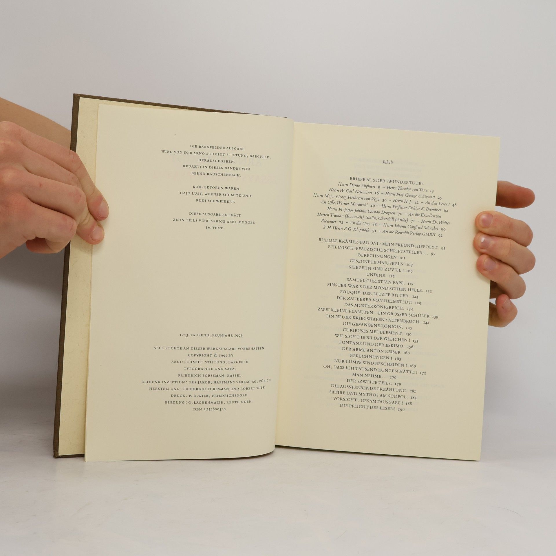 Arno Schmidt Bargfelder Ausgabe, Werkgruppe 3 - 1: Essays und Aufsätze