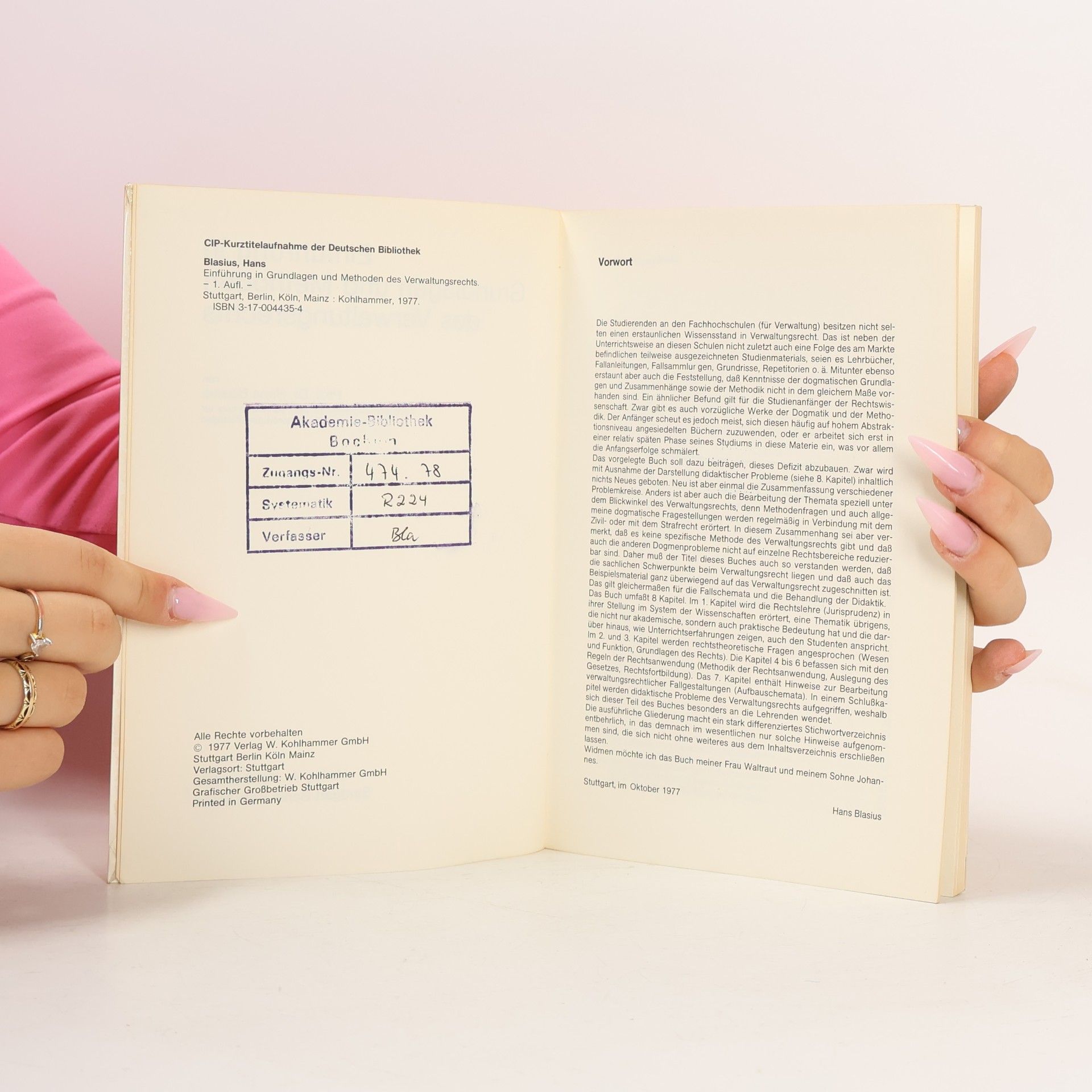 Karl Hans Bläsius Einführung in Grundlagen und Methoden des Verwaltungsrechts