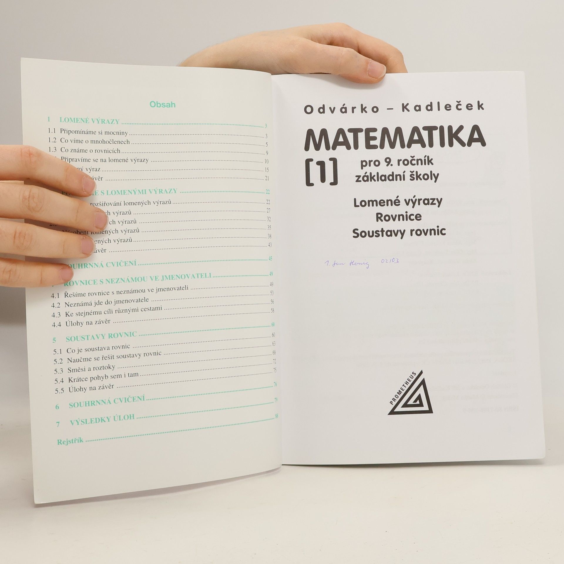 Oldřich Odvárko Matematika pro 9. ročník základní školy