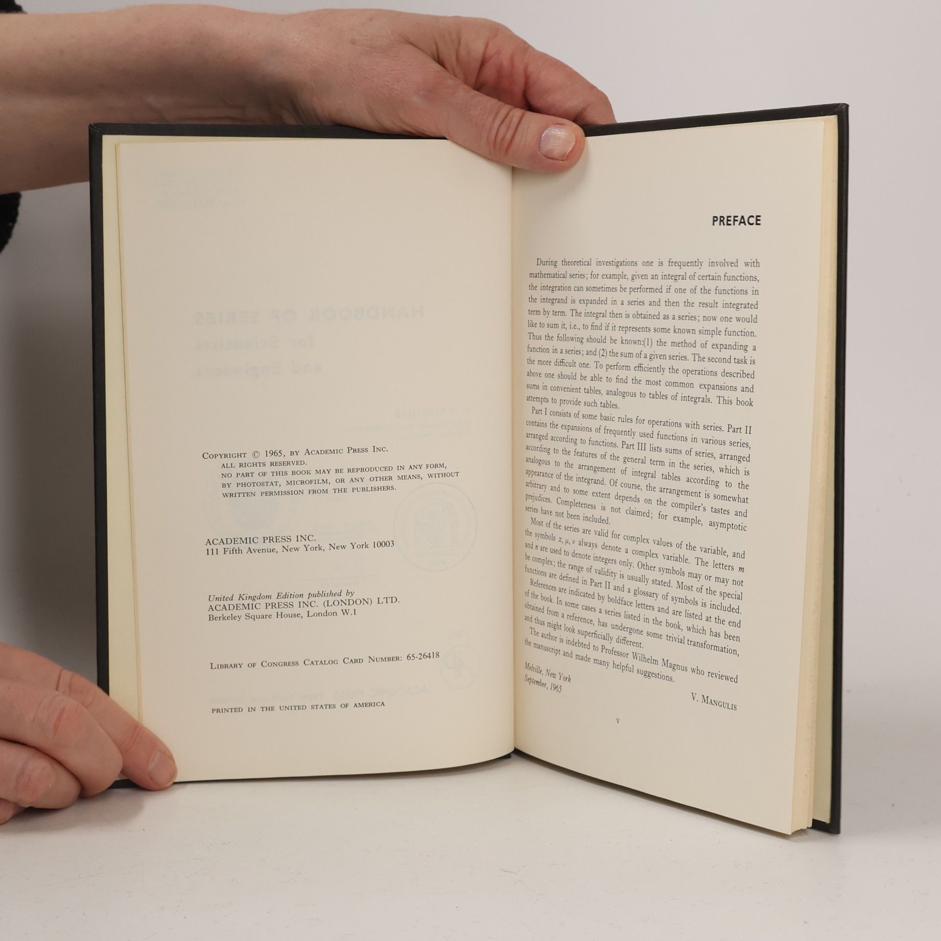 V. Mangulis Handbook of Series for Scientists and Engineers