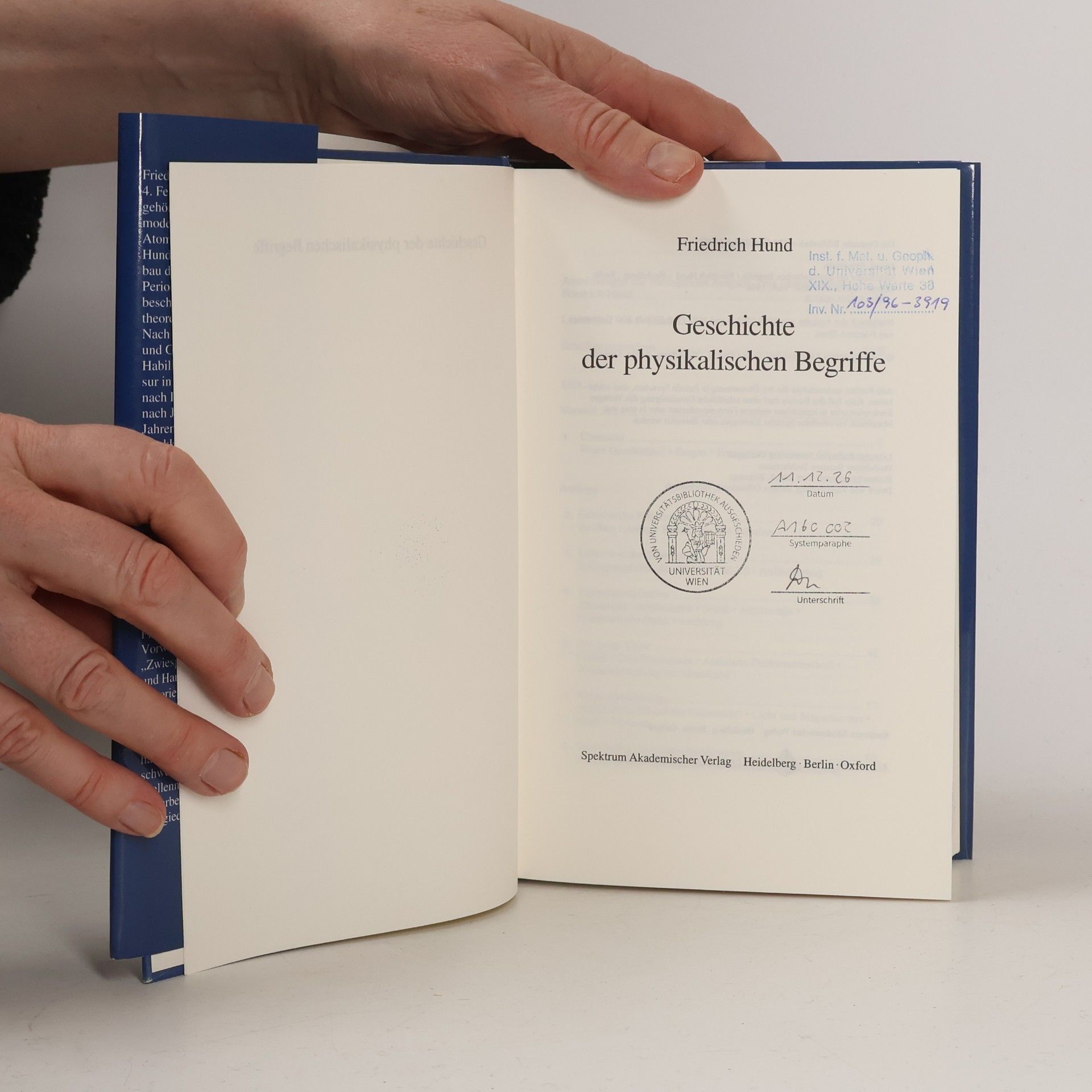 Friedrich Hund Geschichte der physikalischen Begriffe