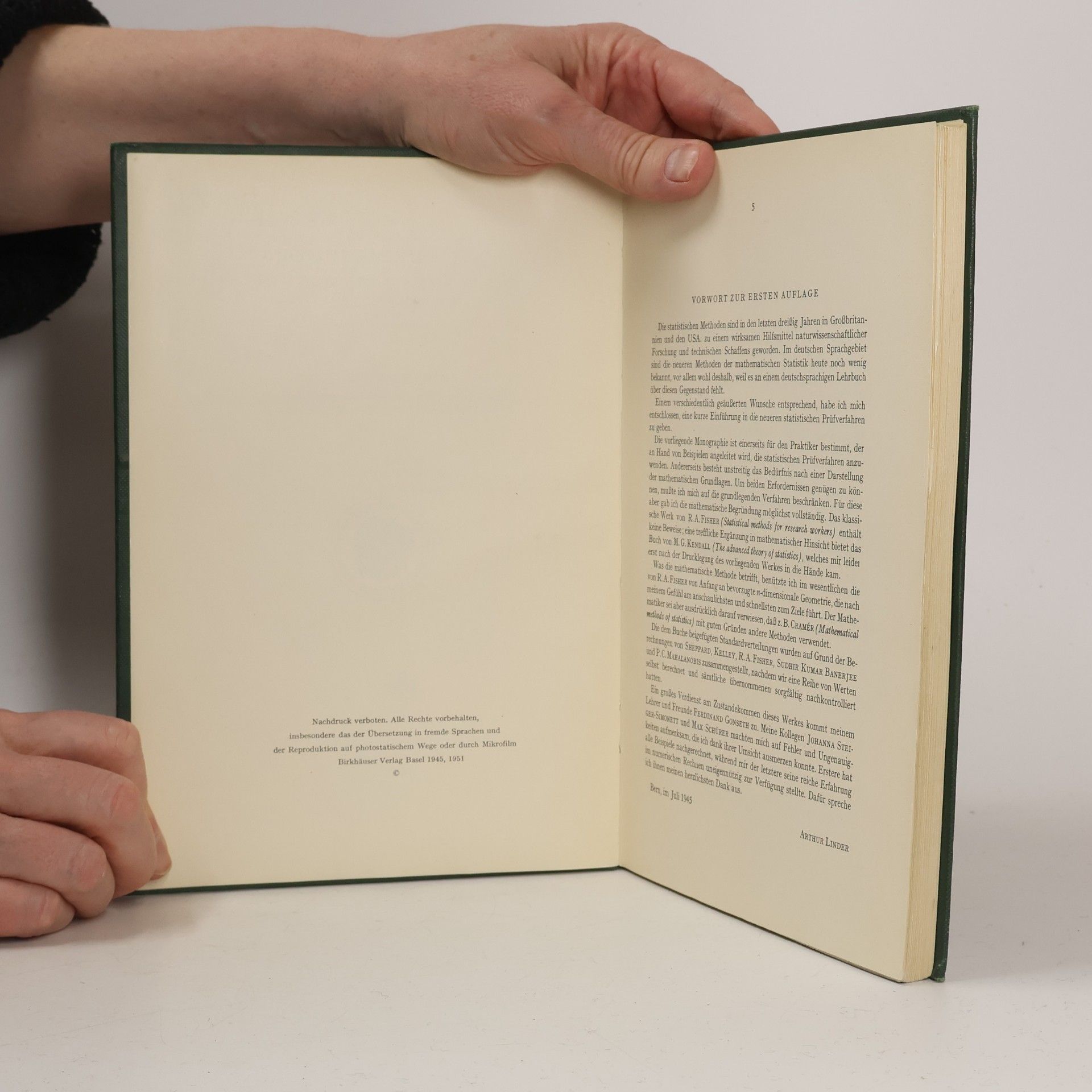 Arthur Linder Statistische Methoden
