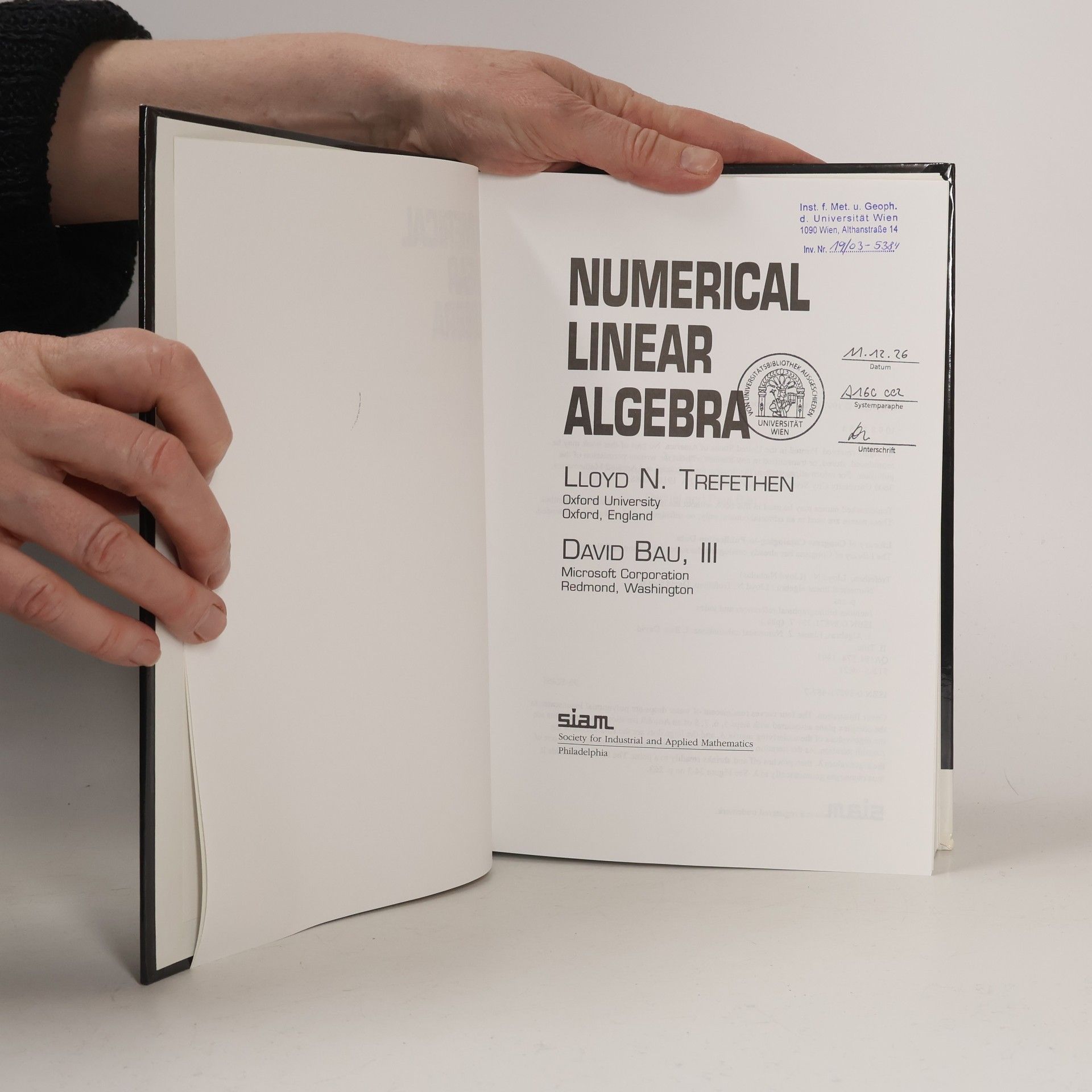 David Bau III Numerical Linear Algebra