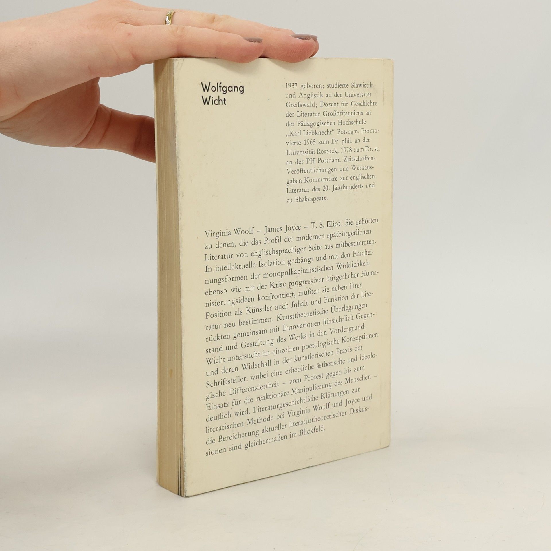 Wolfgang Wicht Virginia Woolf, James Joyce, T.S. Eliot