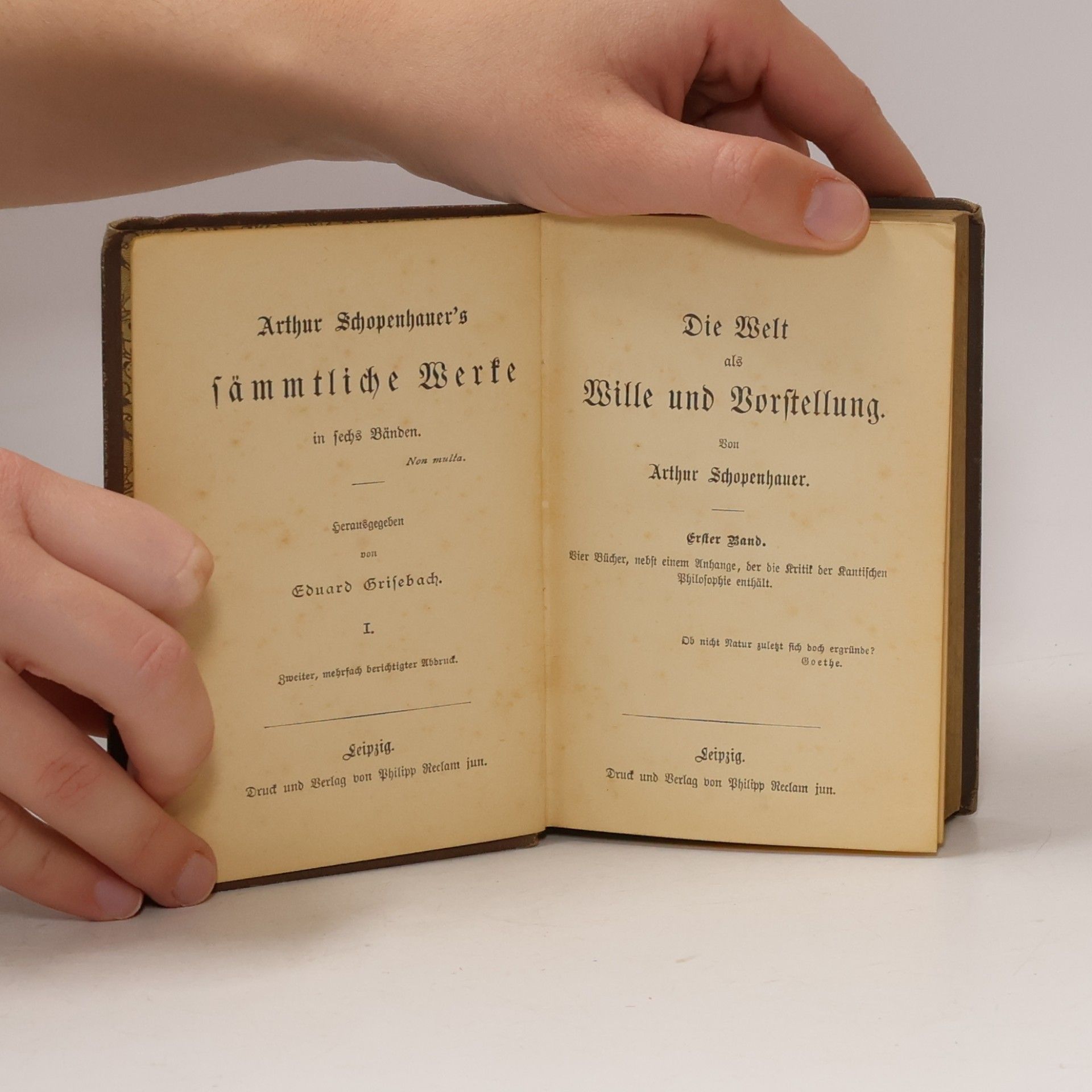 Arthur Schopenhauer Die Welt als Wille und Vorstellung I.