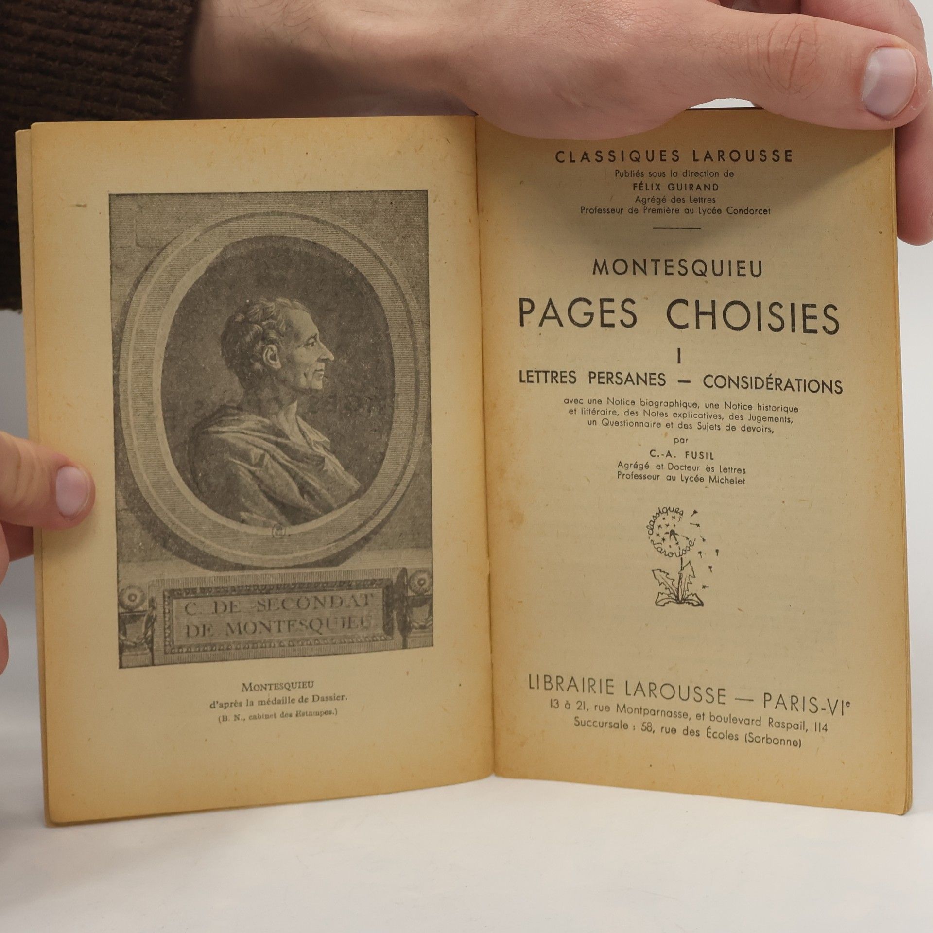 Charles Louis de Secondat de Montesquieu Pages Choisies I