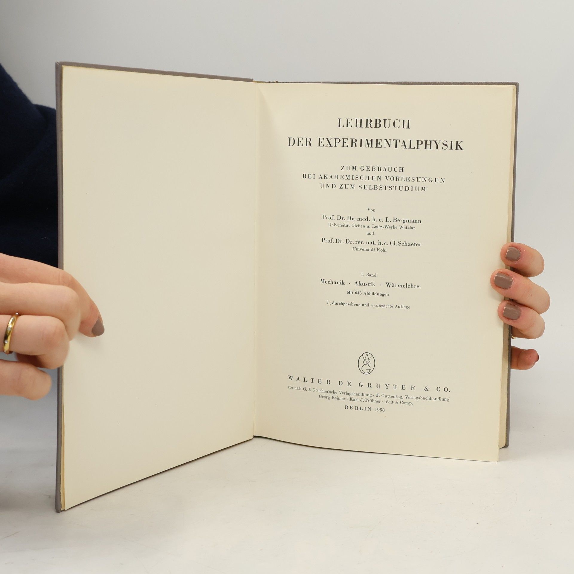 L. Bergmann Lehrbuch der Experimentalphysik. Band I