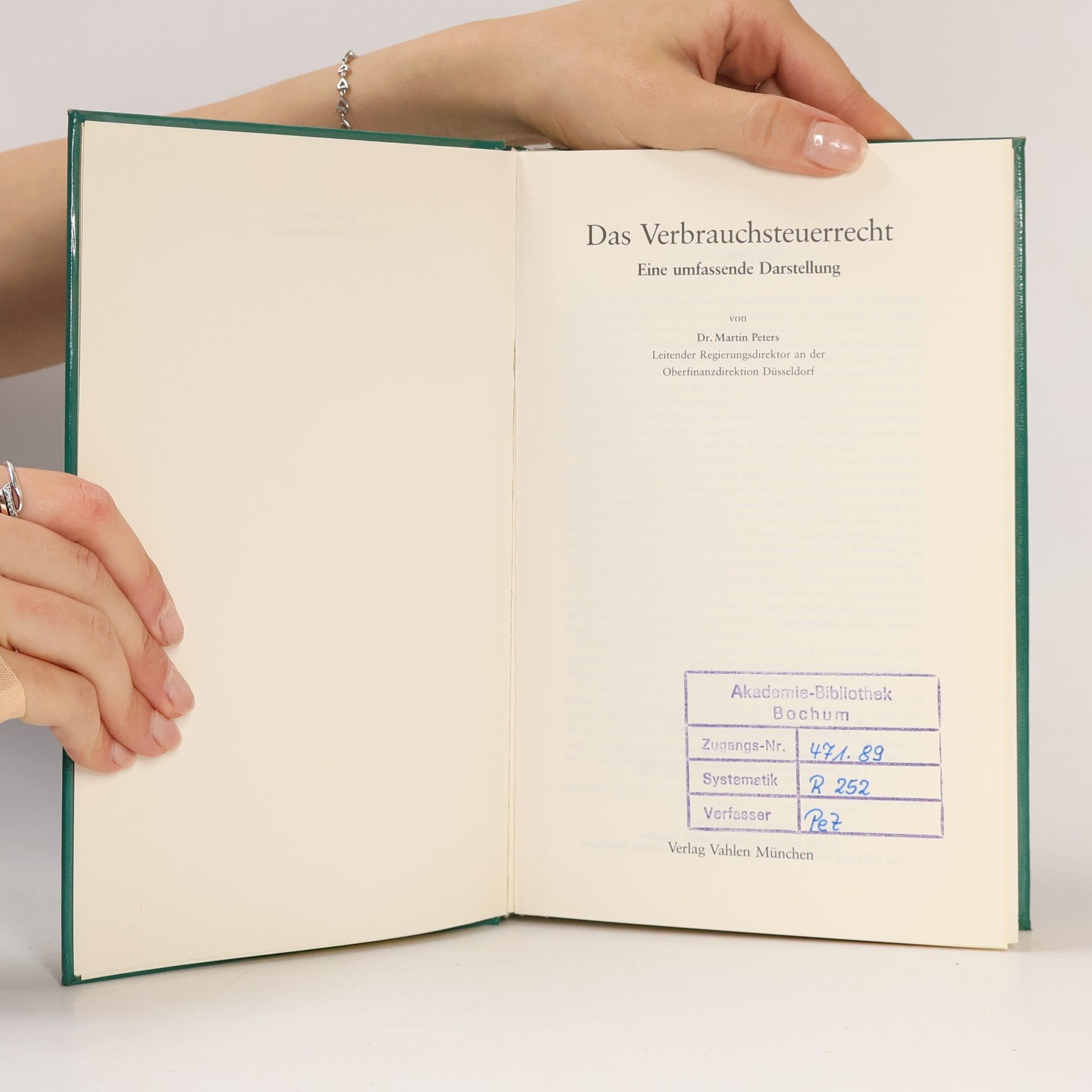 Dr. Martin Peters Das Verbrauchsteuerrecht