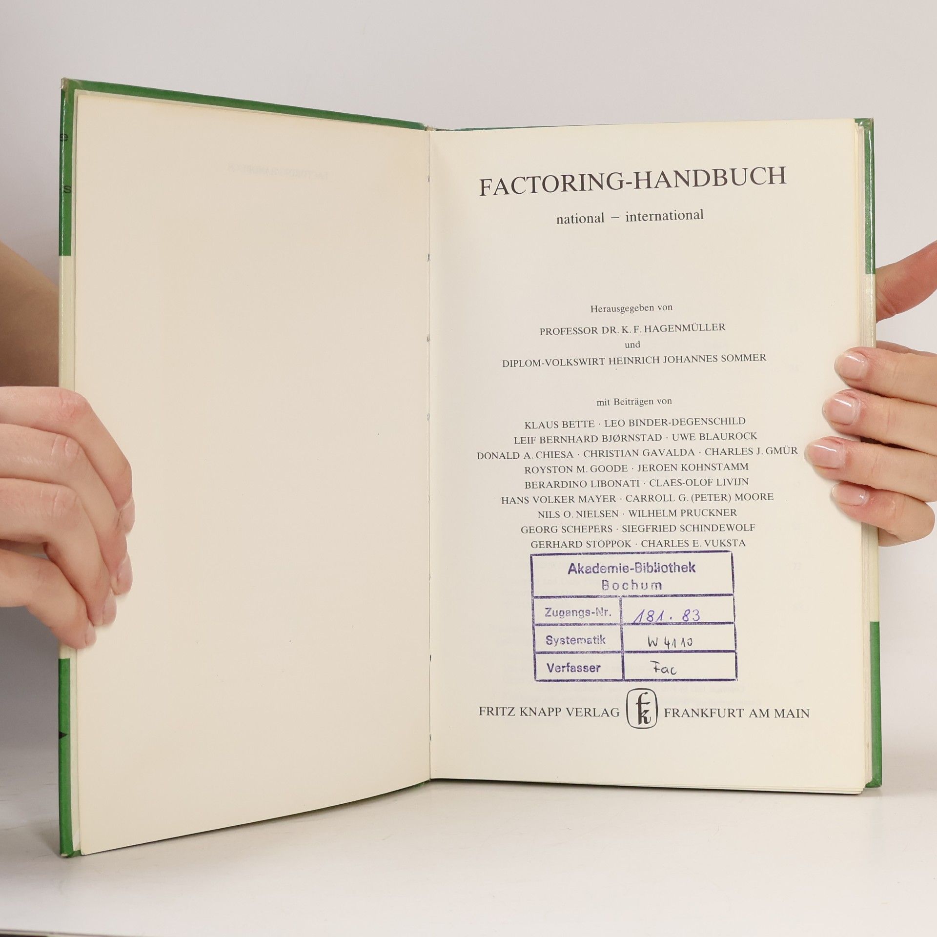 Prof. Dr. K. F. HagenmLler Factoring-Handbuch