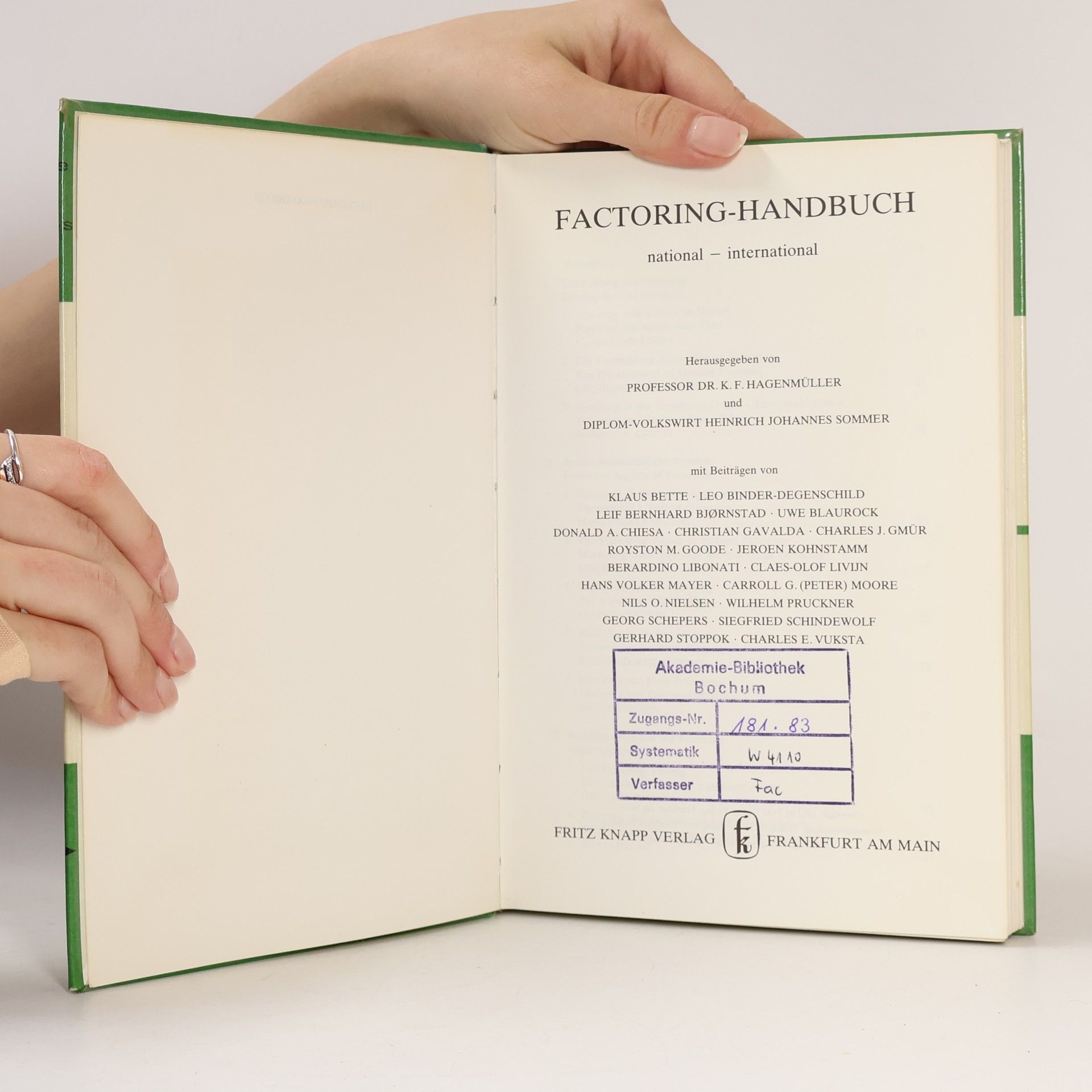 Prof. Dr. K. F. HagenmLler Factoring-Handbuch
