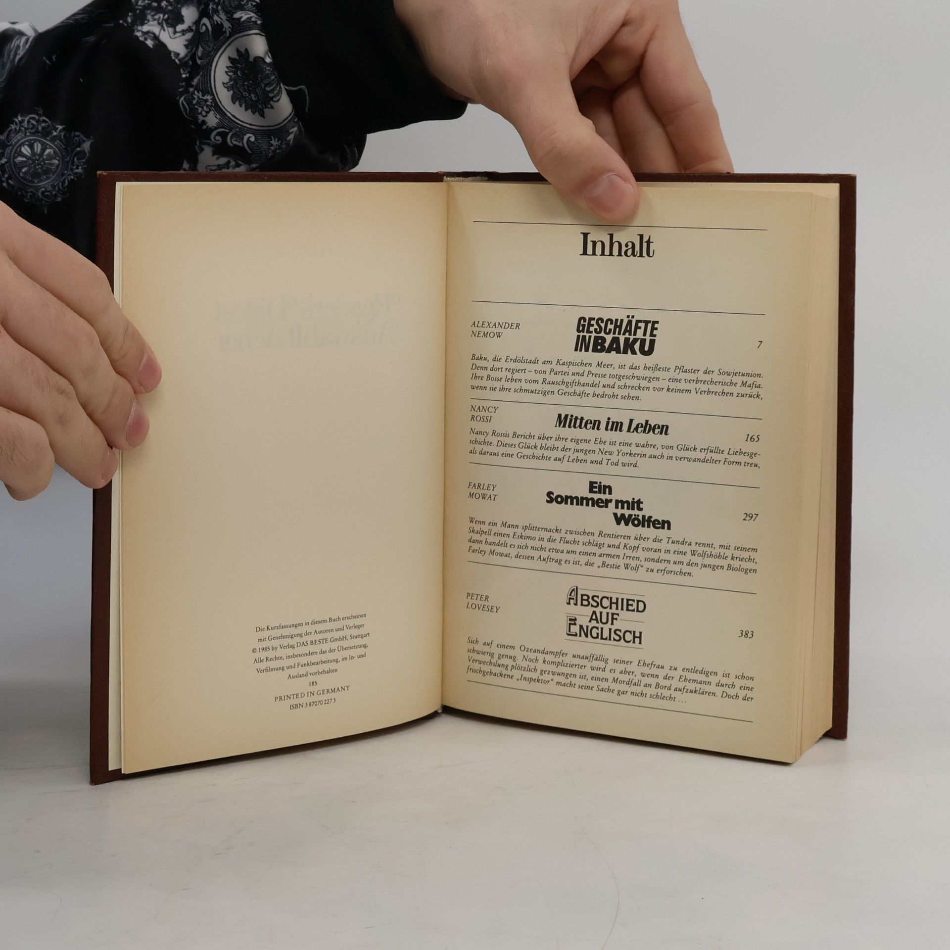 Alexander Nemow Reader's Digest Auswahlbücher: Geschäfte in Baku; Mitten im Leben; Ein Sommer mit Wölfen; Abschied auf Englisch