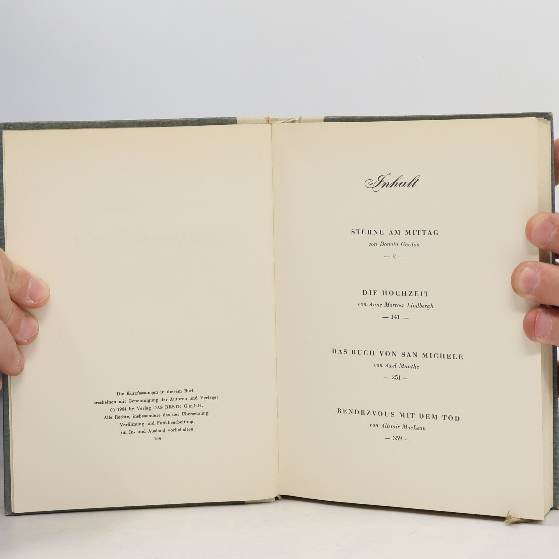 Axel Martin Fredrik Munthe Reader's Digest Auswahlbücher. Sterne am Mittag, Die Hochzeit, Das Buch von San Michele, Rendezvous mit dem Tod