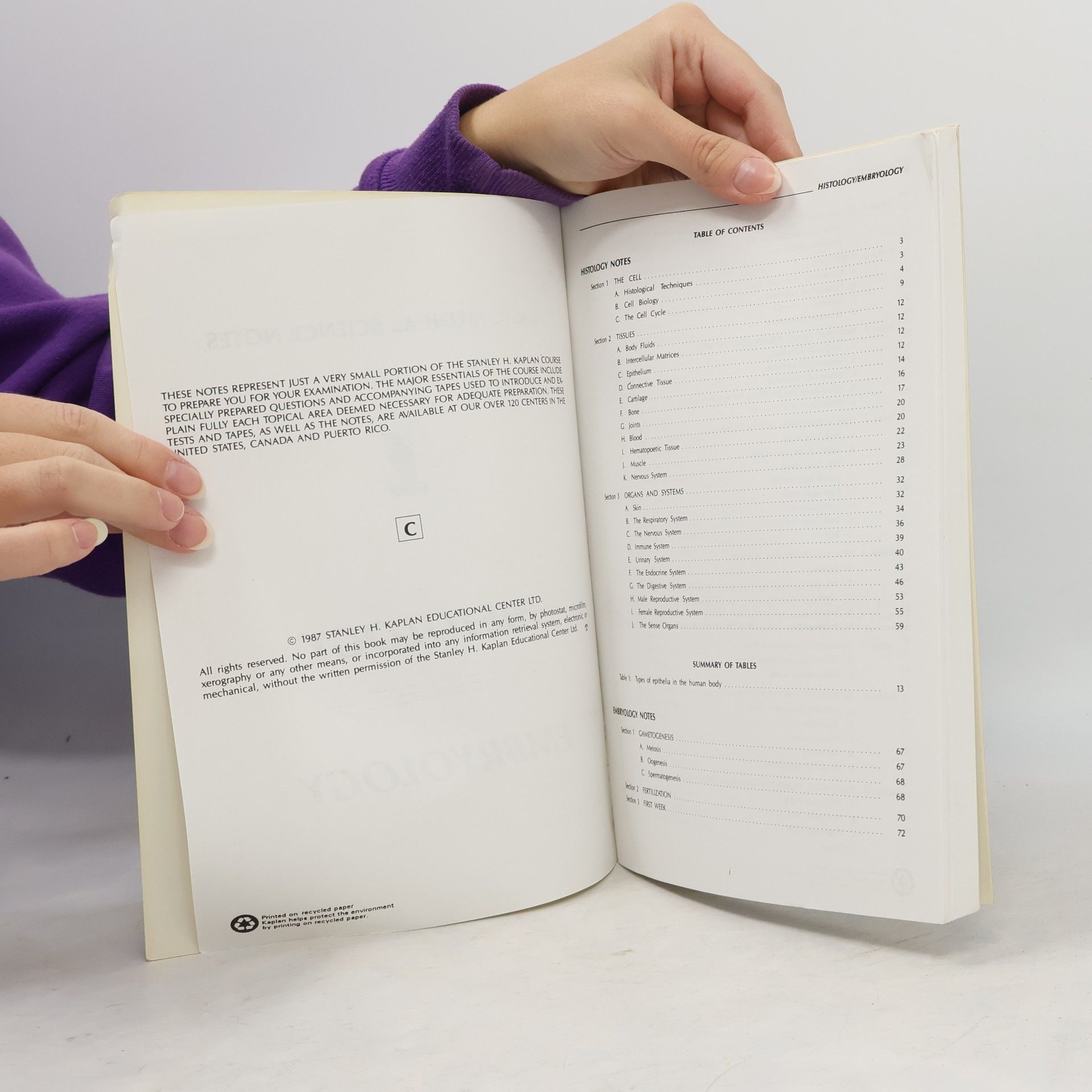 Stanley H. Kaplan Histology Embryology Notes