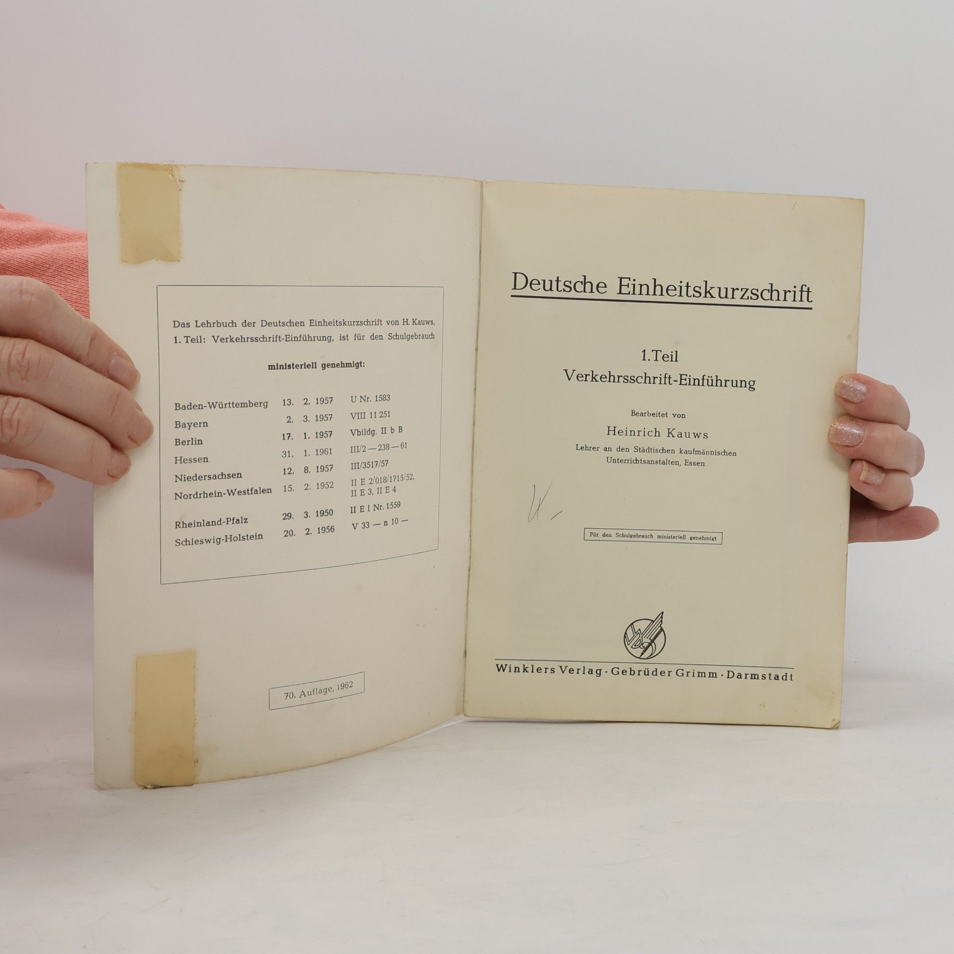 Heinrich Kauws Deutsche Einheitskurzschrift 1.
