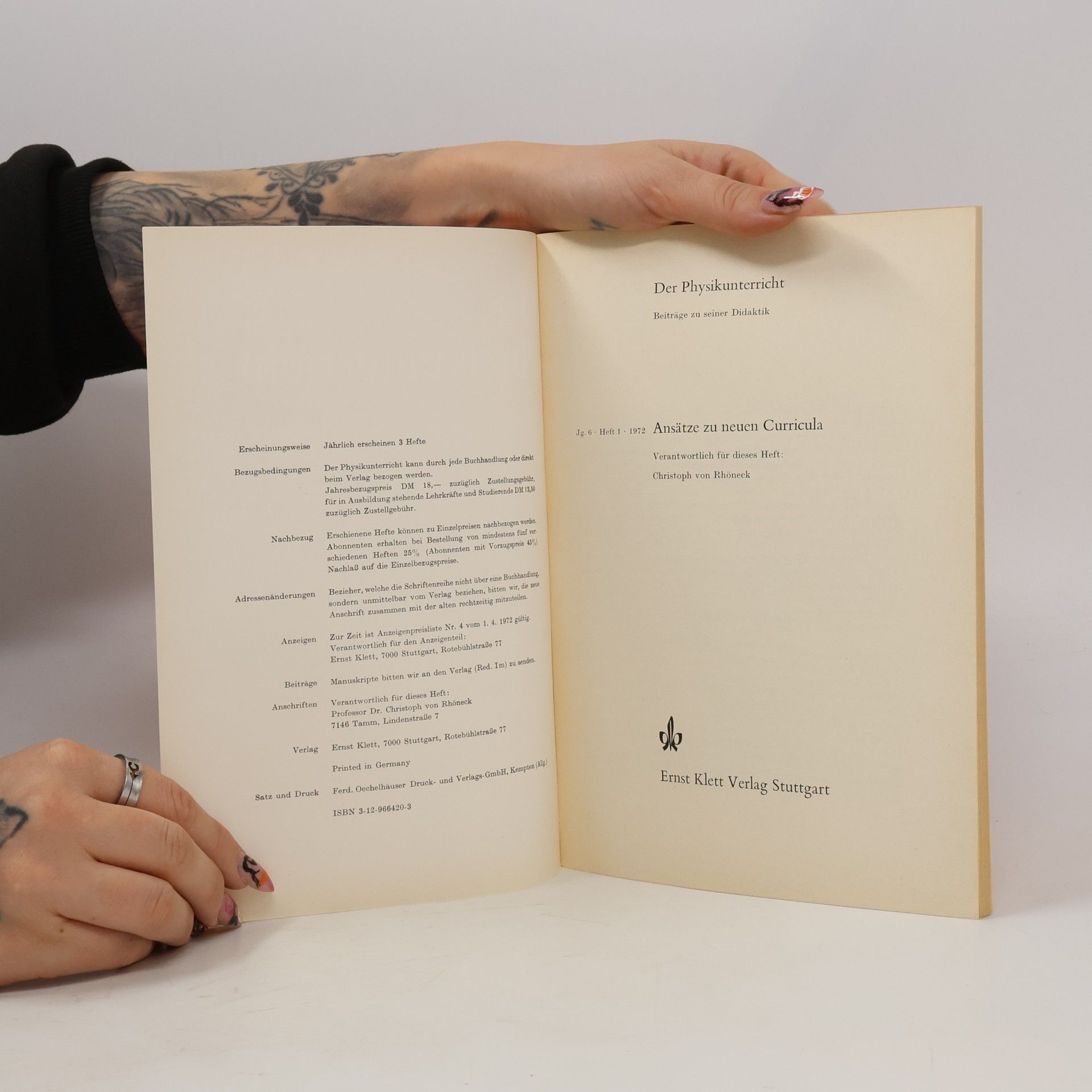 Christoph von Rhöneck Der Physikunterricht 1/1972