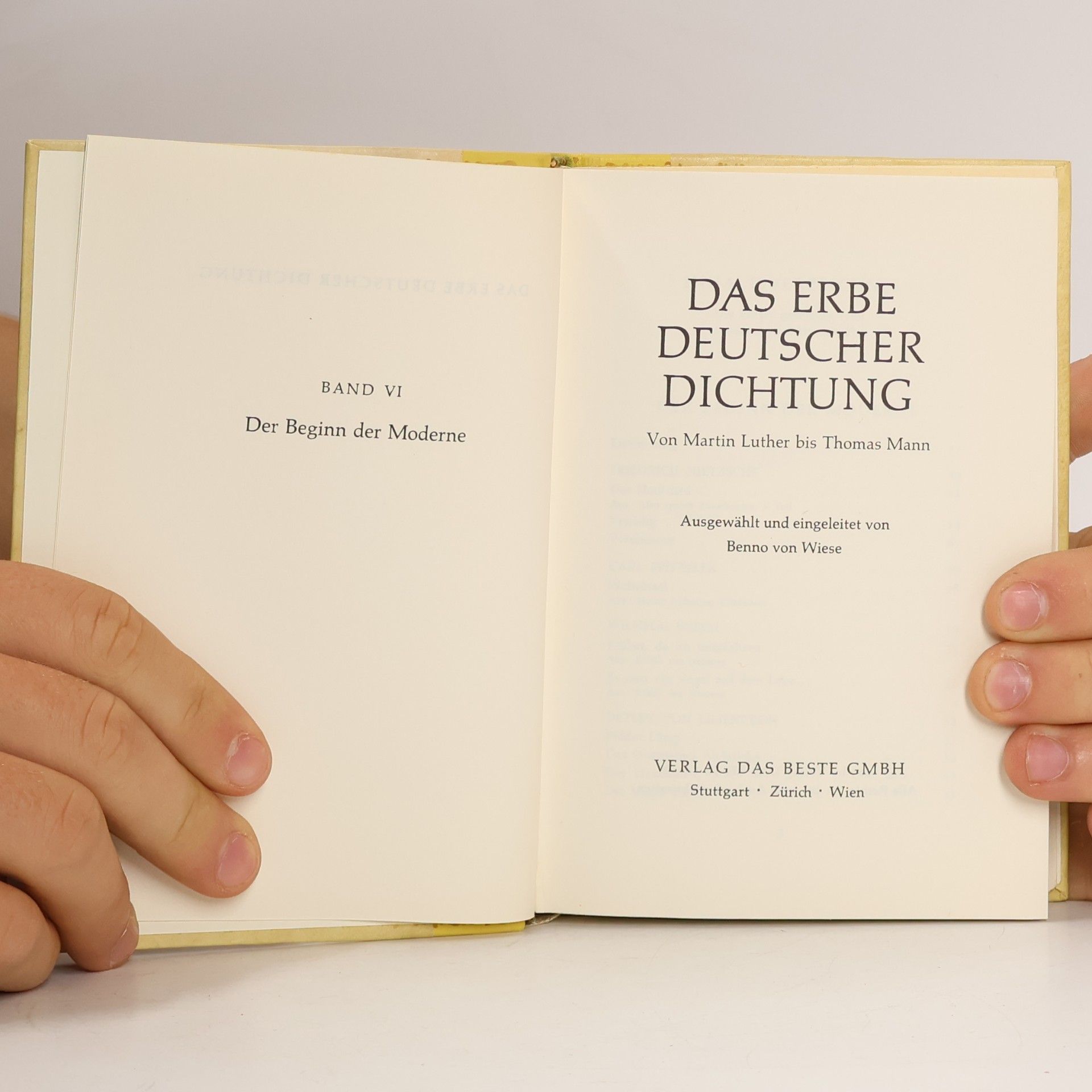 Benno von Wiese Das Erbe Deutscher Dichtung. Band VI.