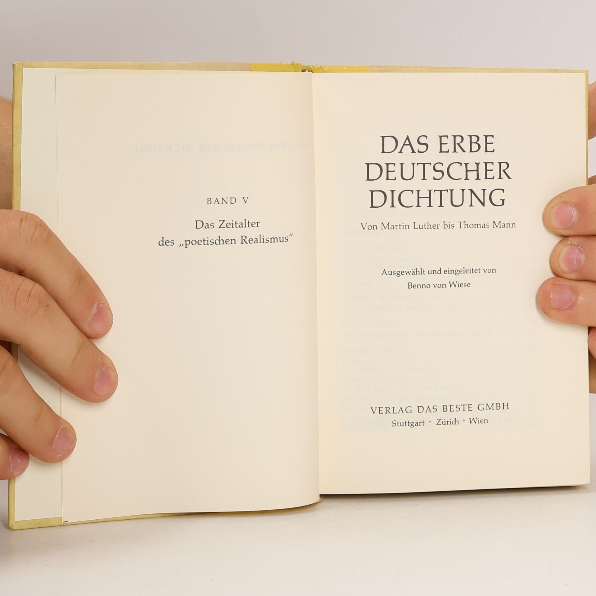 Benno von Wiese Das Erbe deutscher Dichtung V