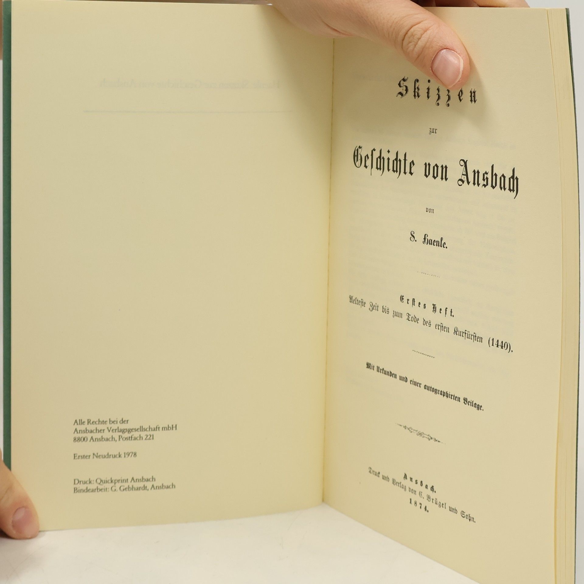 S. Haenle Skizzen zur Geschichte von Ansbach