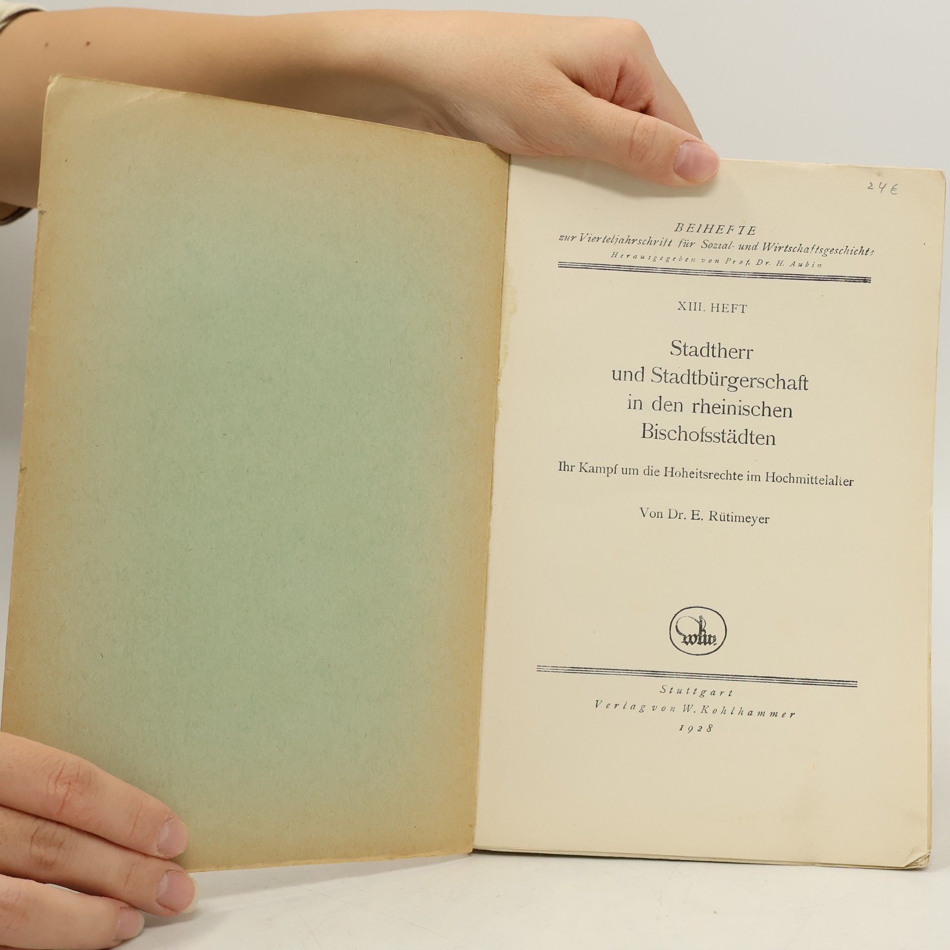 Dr. E. Rütimeyer Stadtherr und Stadtbürgerschaft in den rheinischen Bischofsstädten