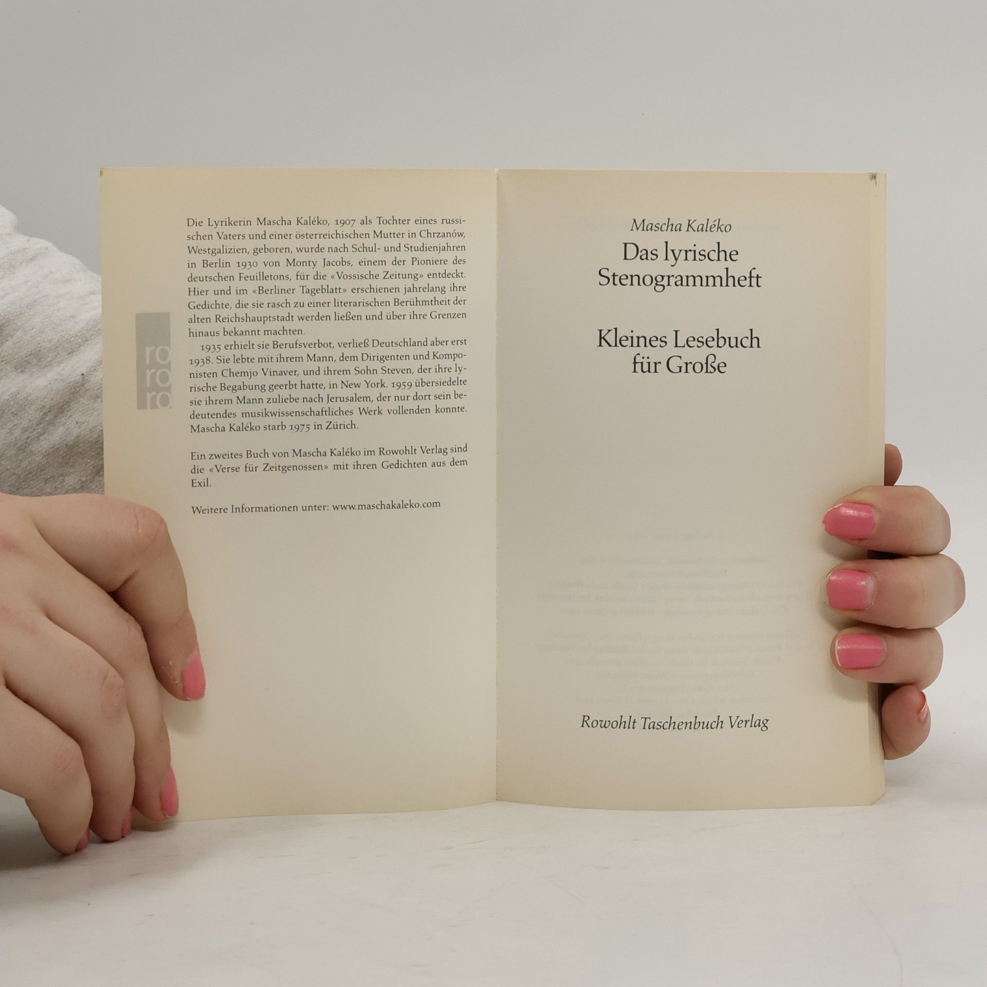 Mascha Kaléko Das lyrische Stenogrammheft
