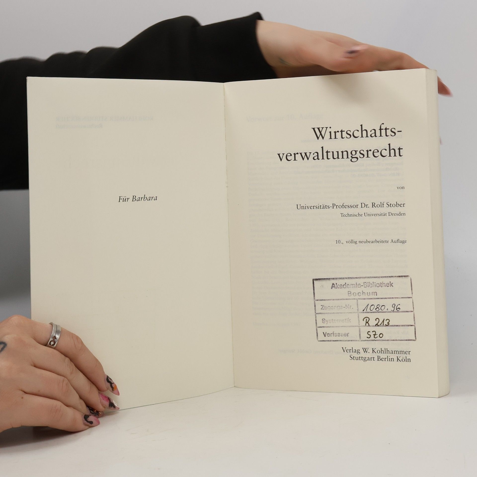 Rolf Stober Wirtschaftsverwaltungsrecht