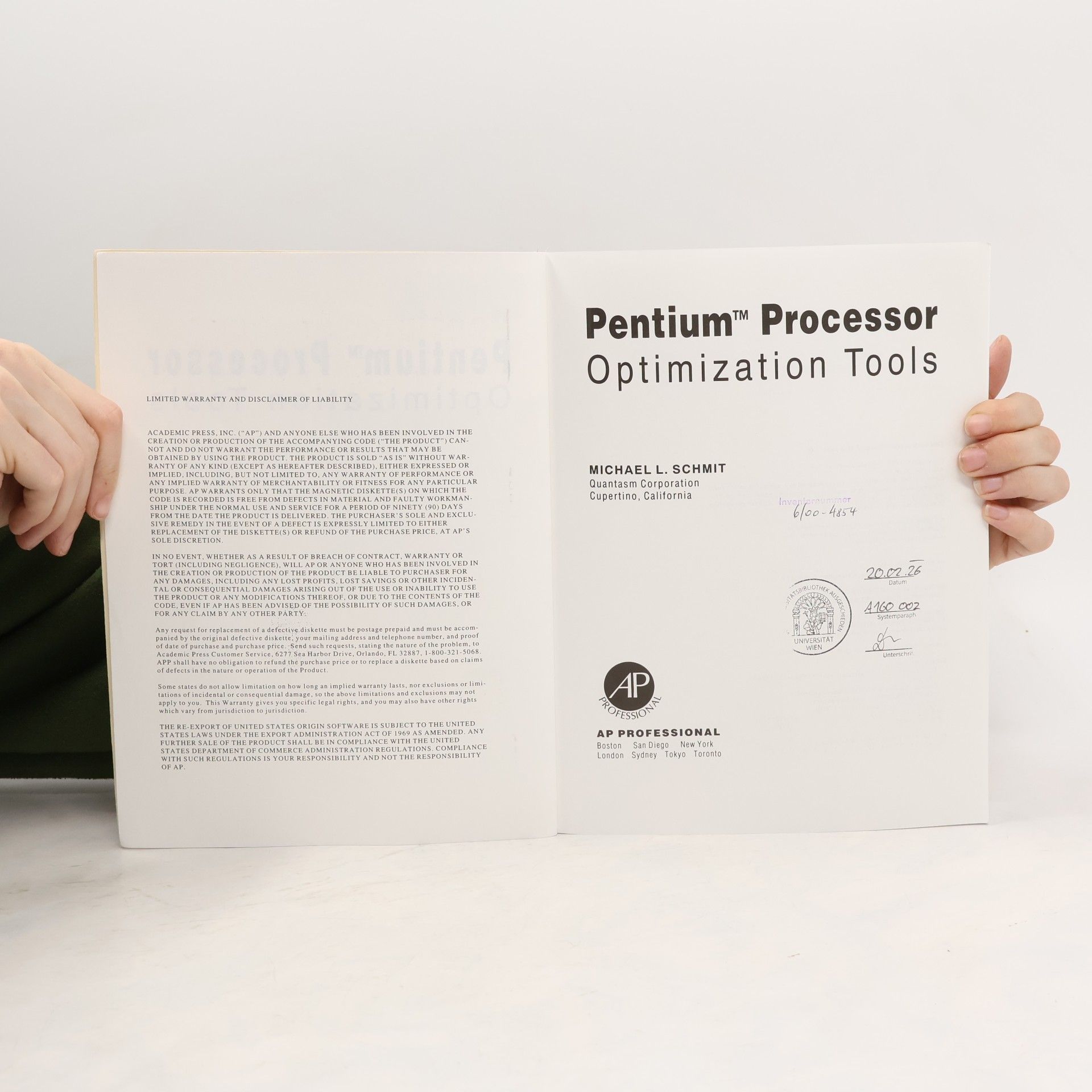 Michael L. Schmit Pentium Processor Optimization Tools