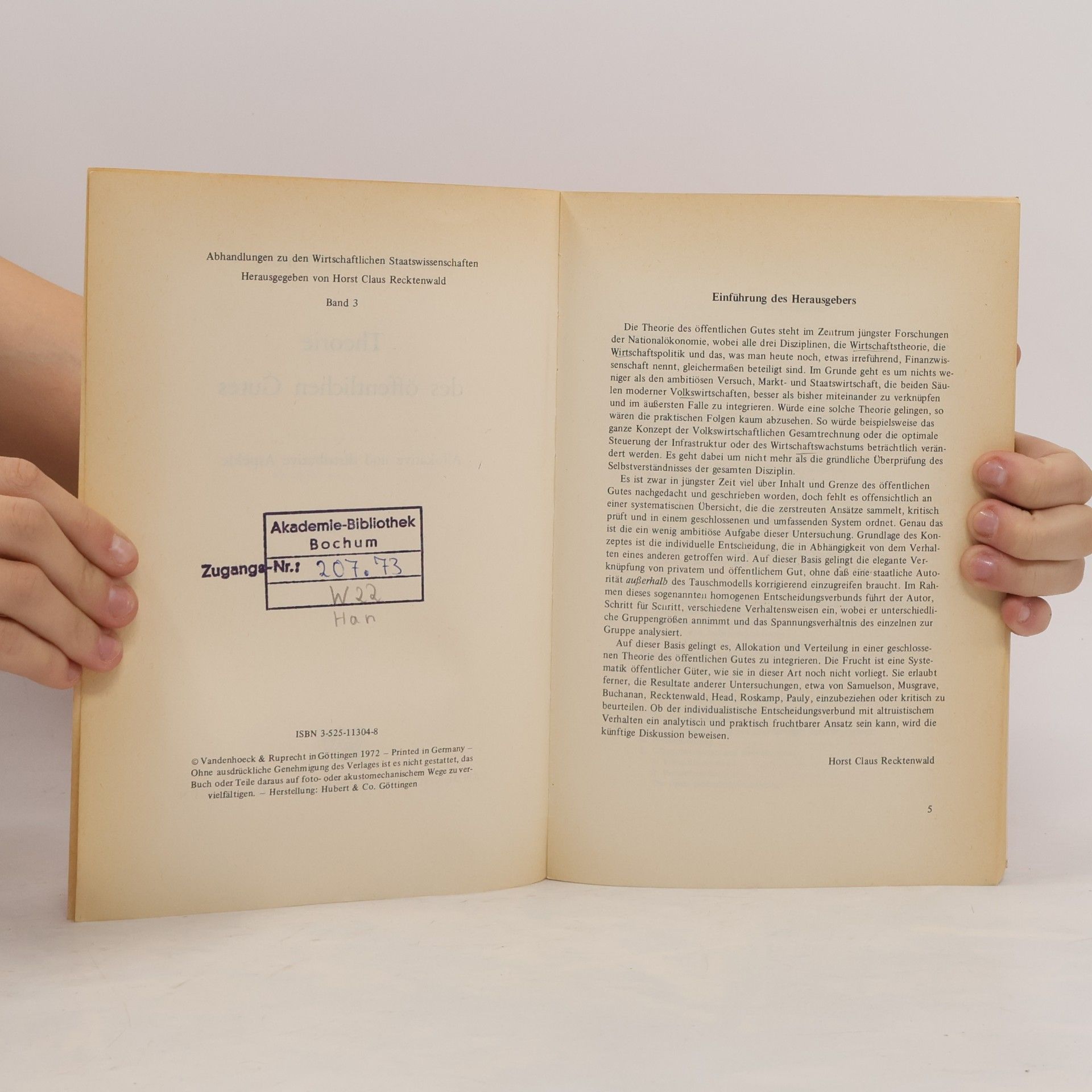 Horst Hanusch Theorie des öffentlichen Gutes