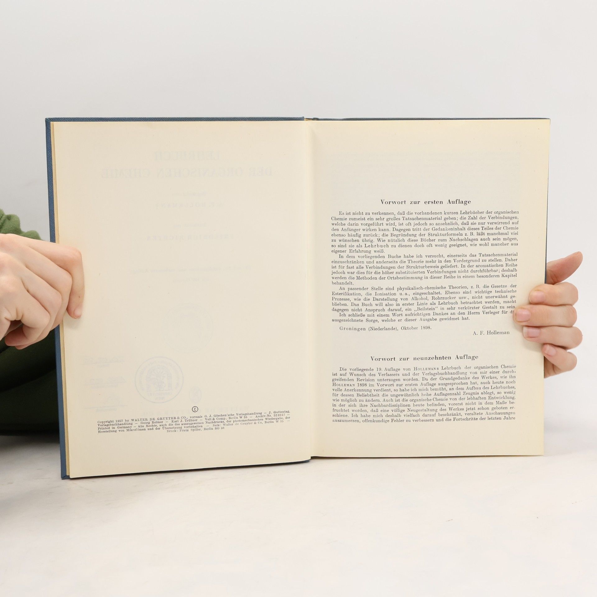 Arnold F. Holleman Lehrbuch der organischen Chemie