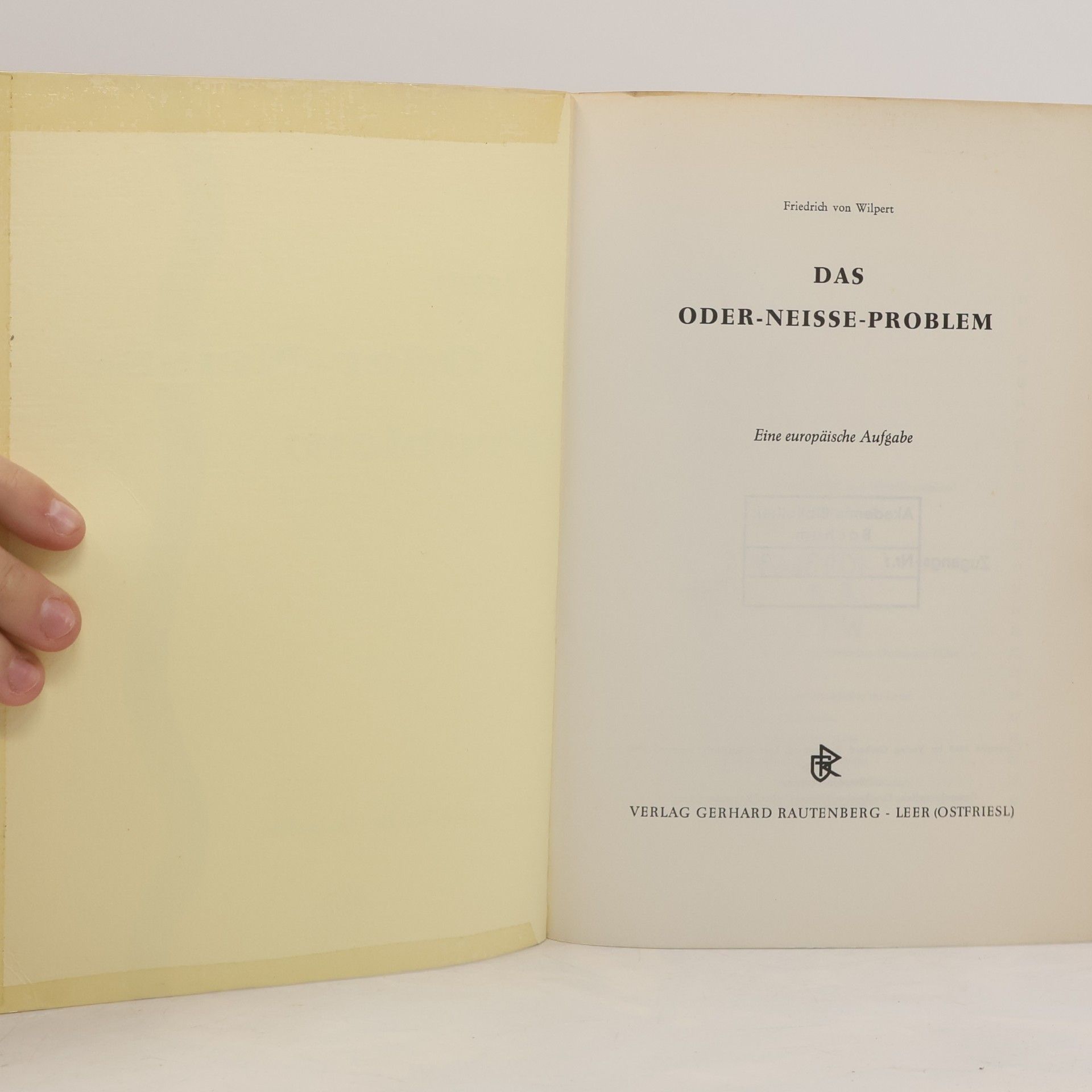 Friedrich Von Wilpert Das Oder-Neisse-Problem