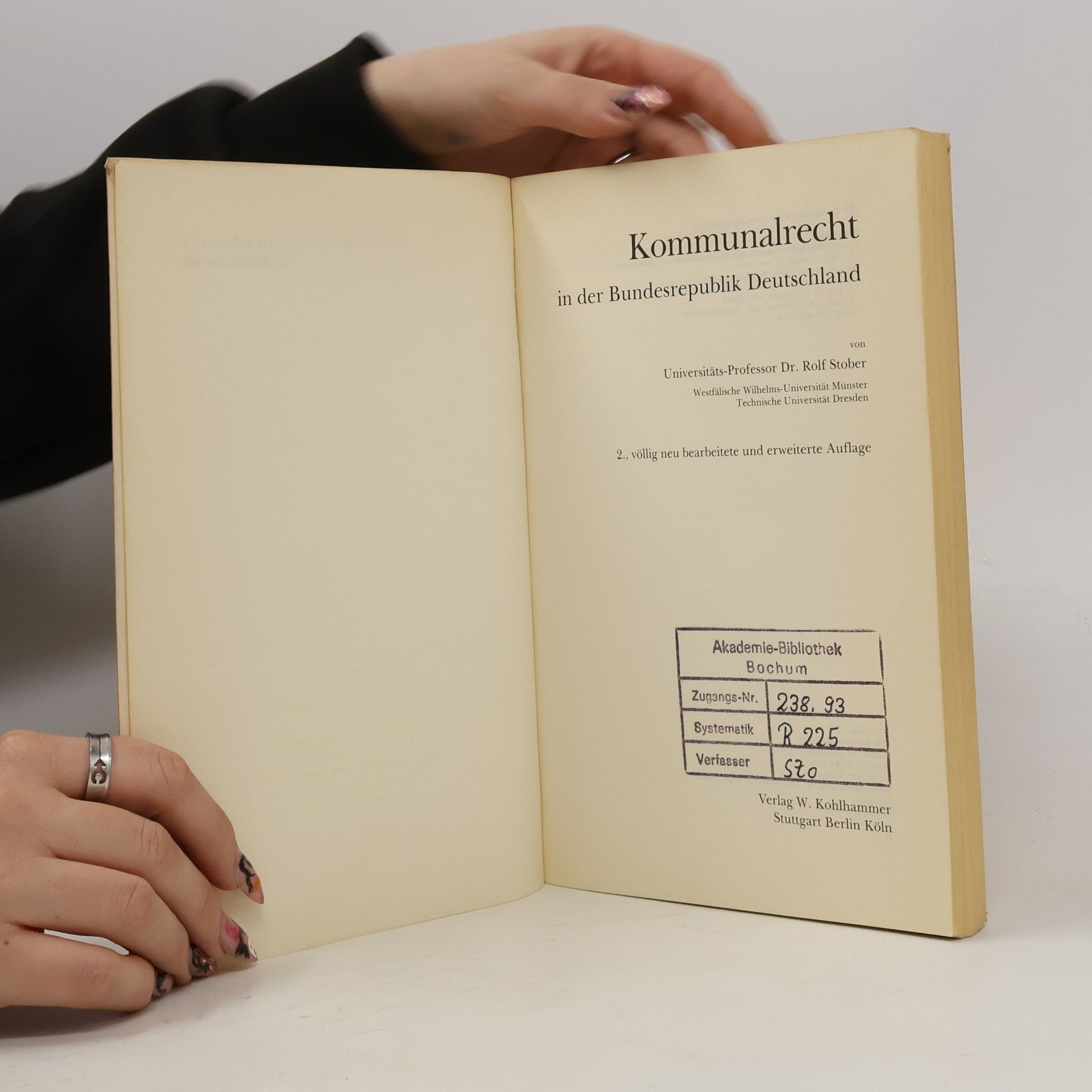 Rolf Stober Kohlhammer Studienbücher: Kommunalrecht in der Bundesrepublik Deutschland