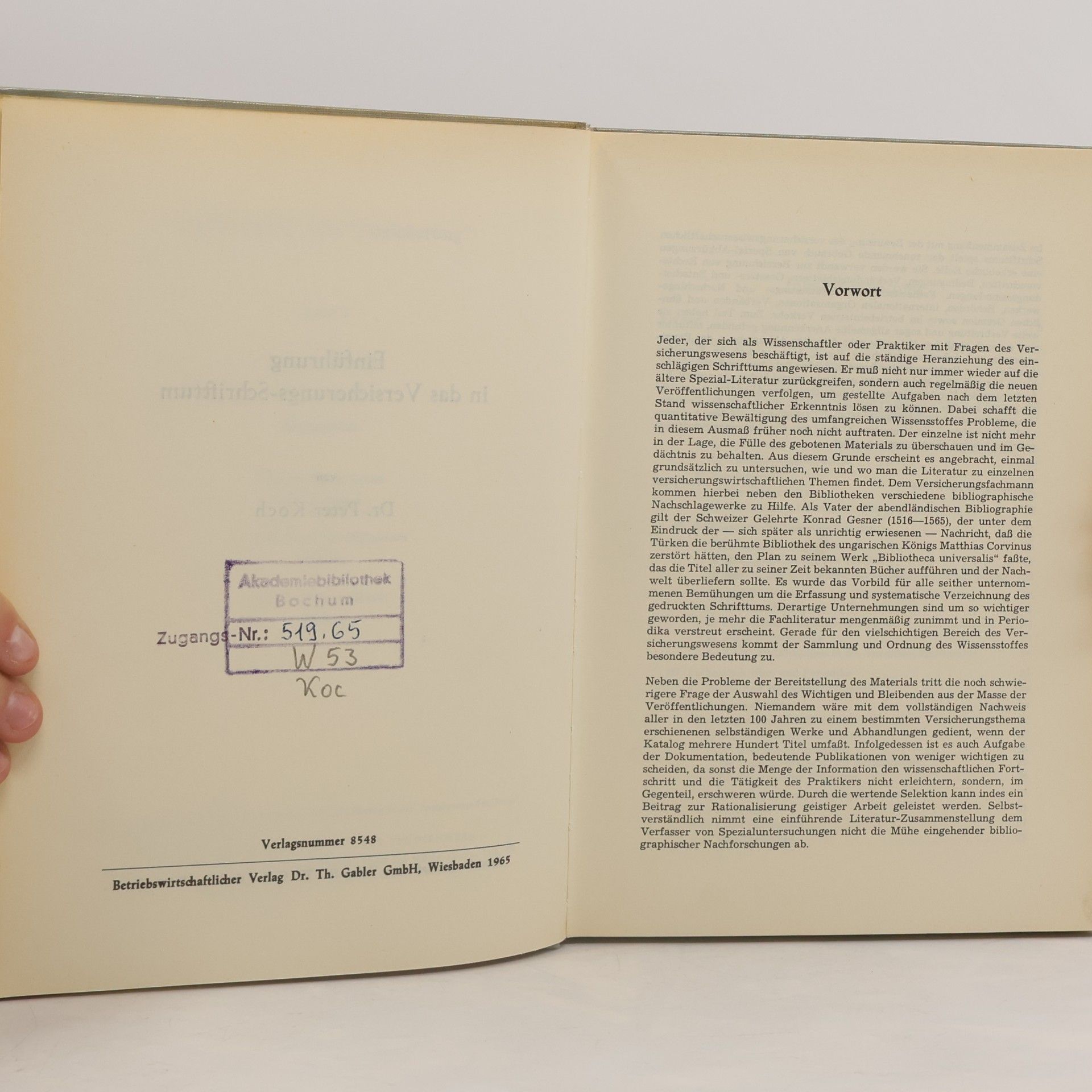 Peter Koch Versicherungs-Schrifttum