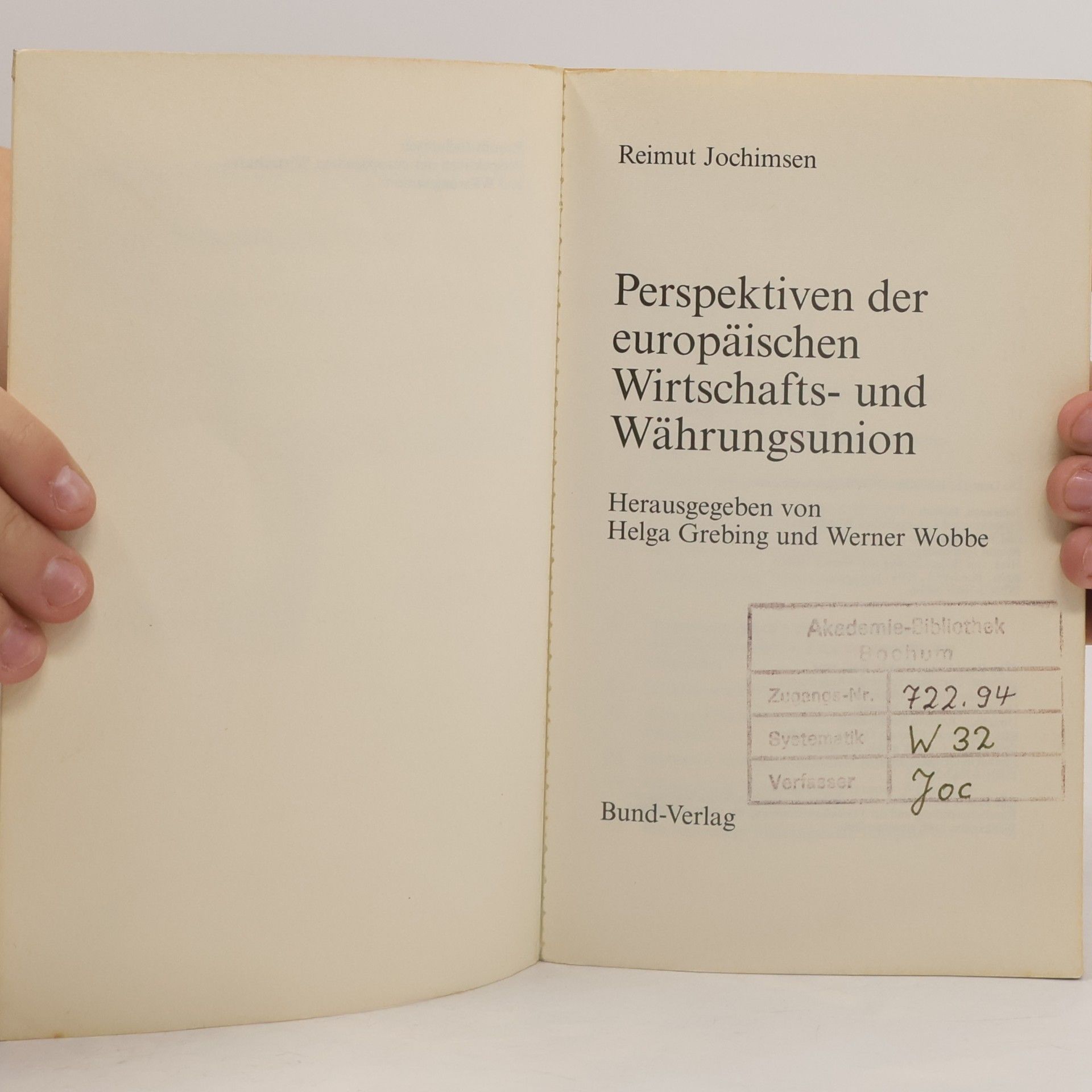 Reimut Jochimsen Perspektiven der europäischen Wirtschafts- und Währungsunion