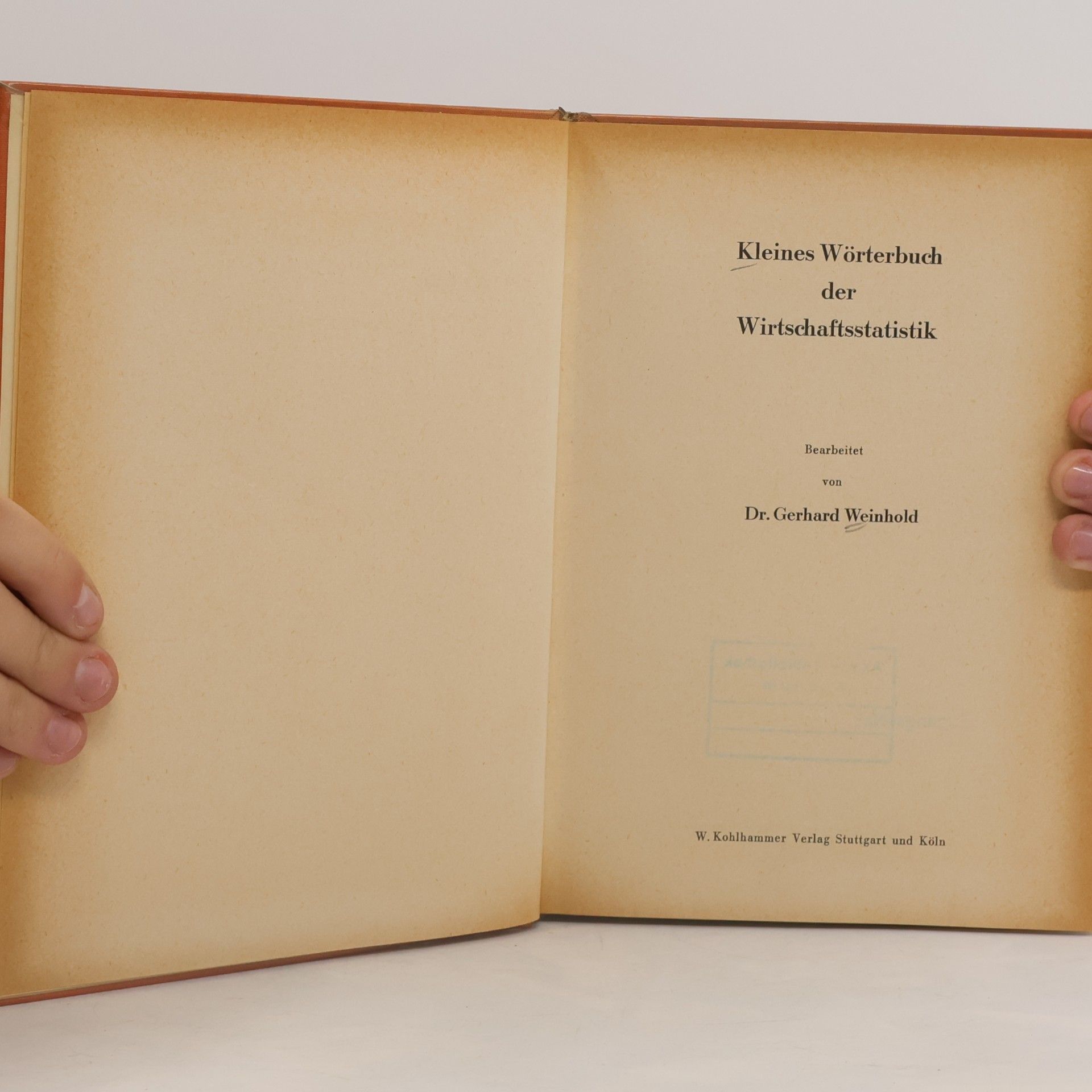 Gerhard Weinhold Kleines Wörterbuch der Wirtschaftsstatistik
