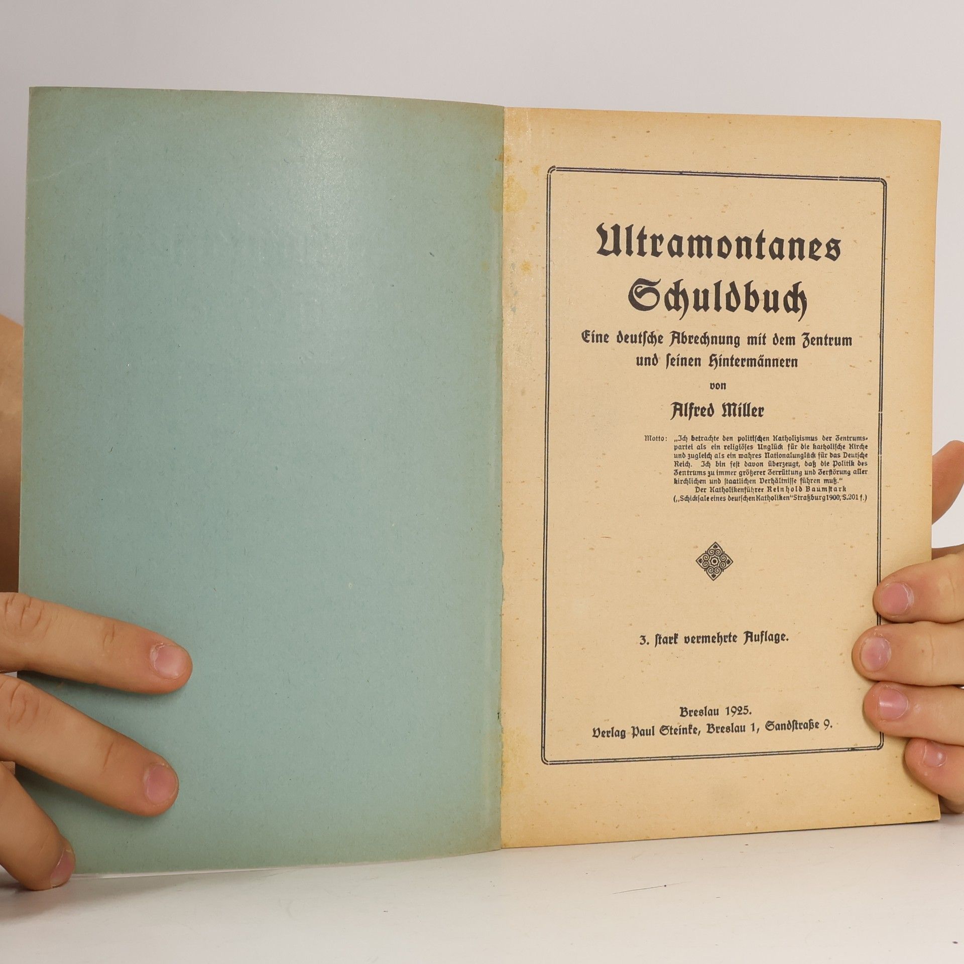 Alfred Miller Ultramontanes Schuldbuch