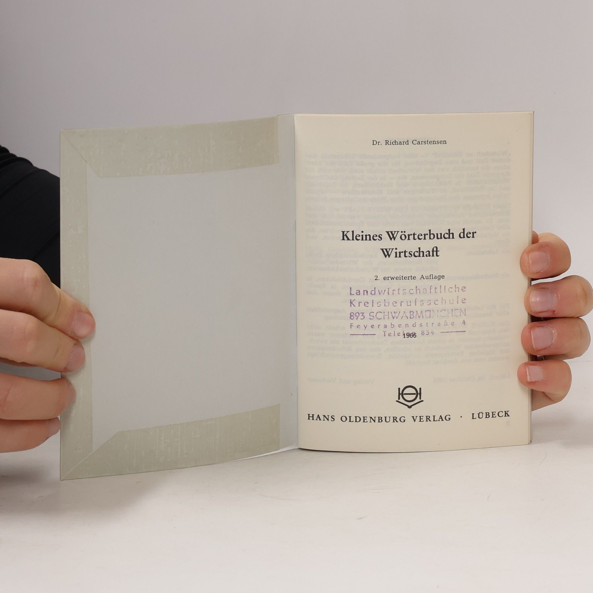 Richard Carstensen Kleines Wörterbuch der Wirtschaft