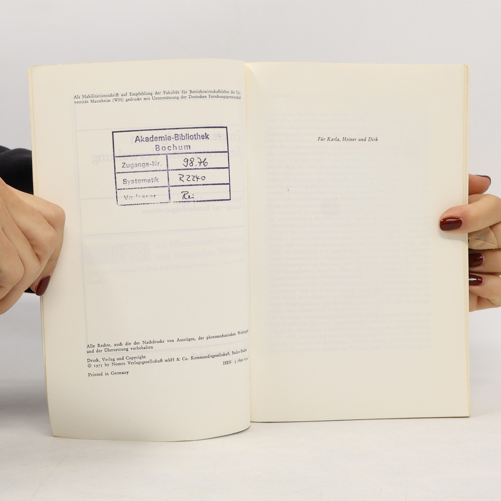 Heinrich Reinermann Schriften zur öffentlichen Verwaltung und öffentlichen Wirtschaft - 6: Programmbudgets in Regierung und Verwaltung