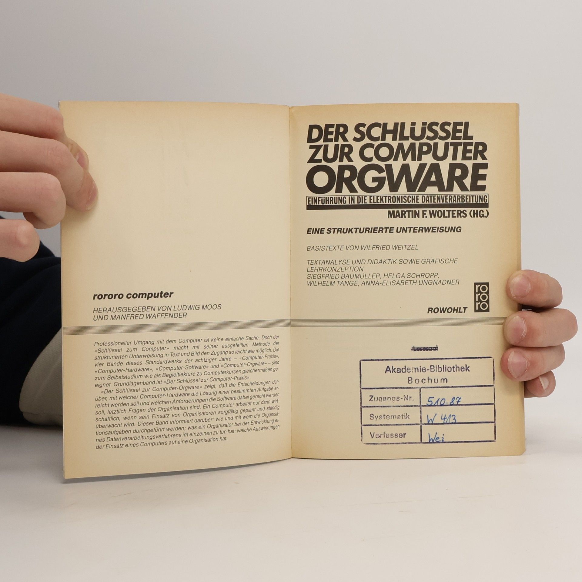 Wilfried Weitzel Der Schlüssel zur Computer Orgware
