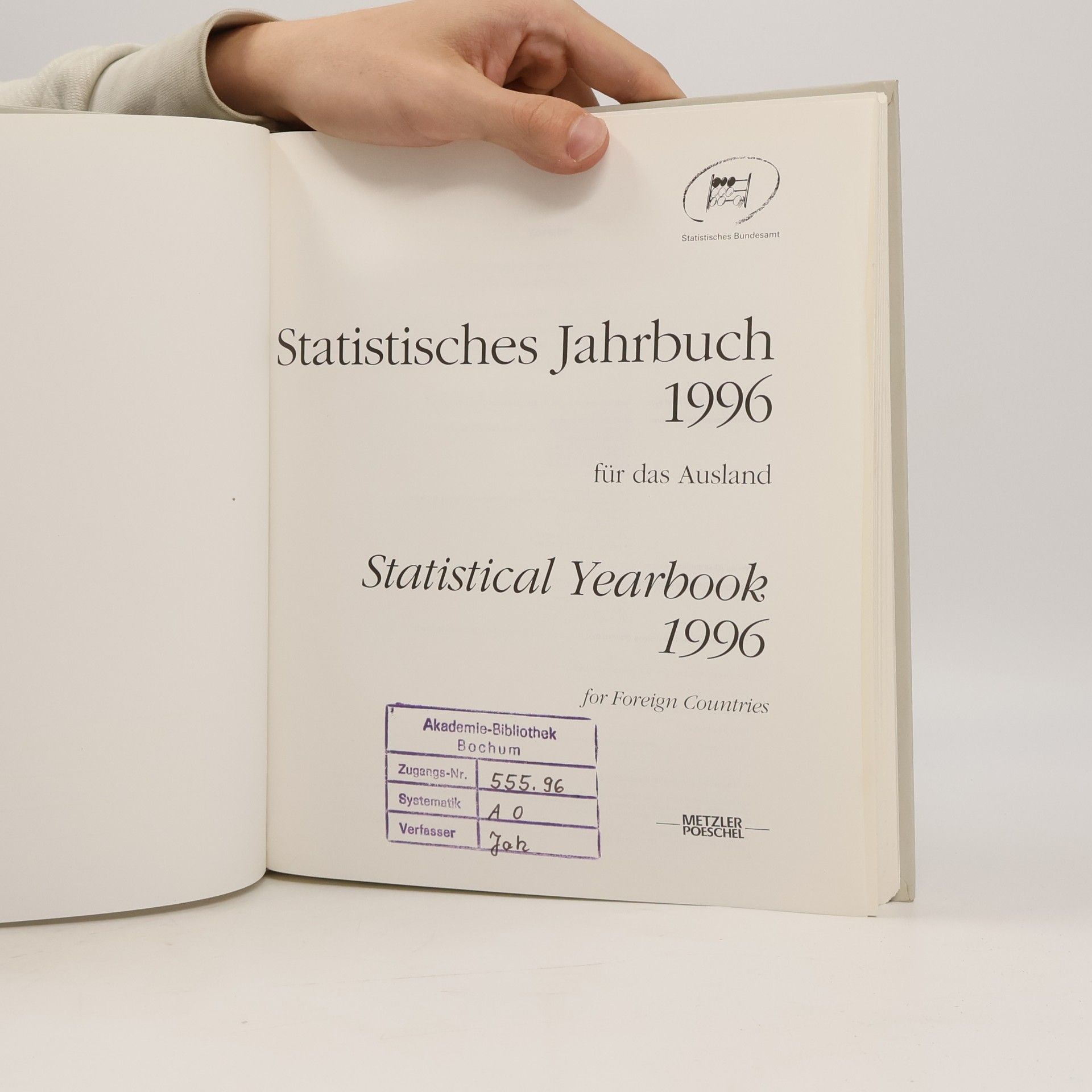 Statistisches Bundesamt Statistisches Jahrbuch 1996