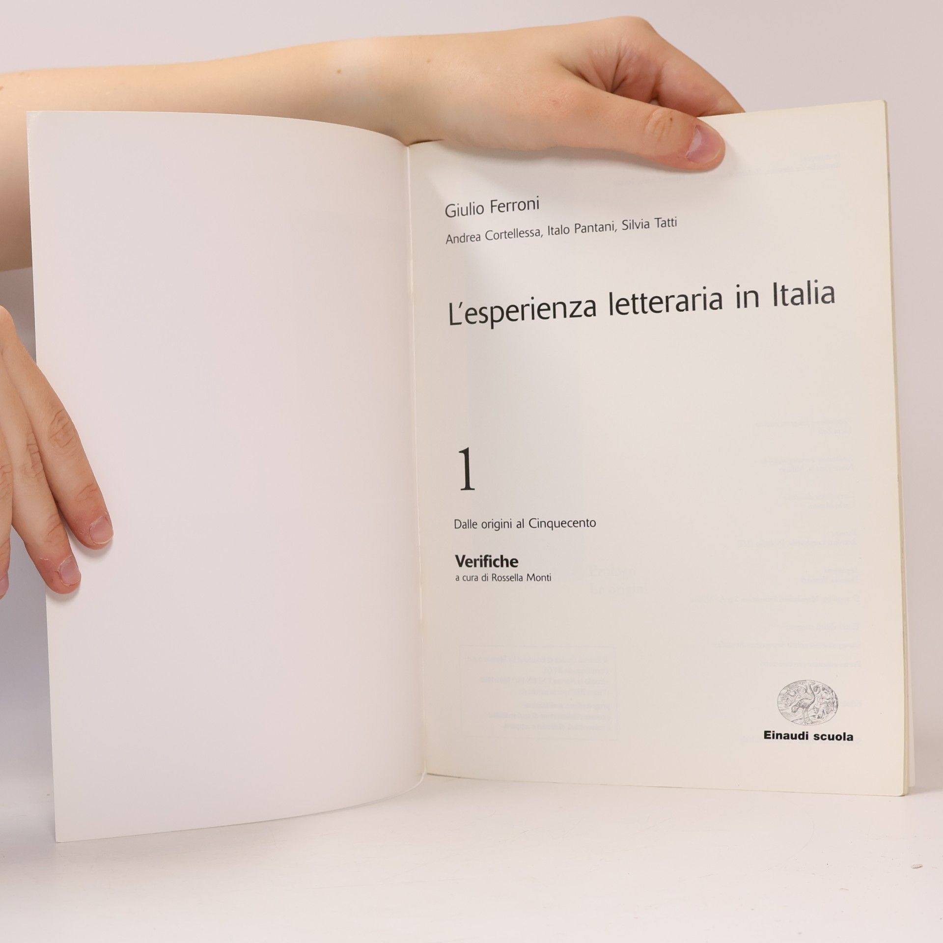 Giulio Ferroni L'esperienza letteraria in Italia 1 Verifiche