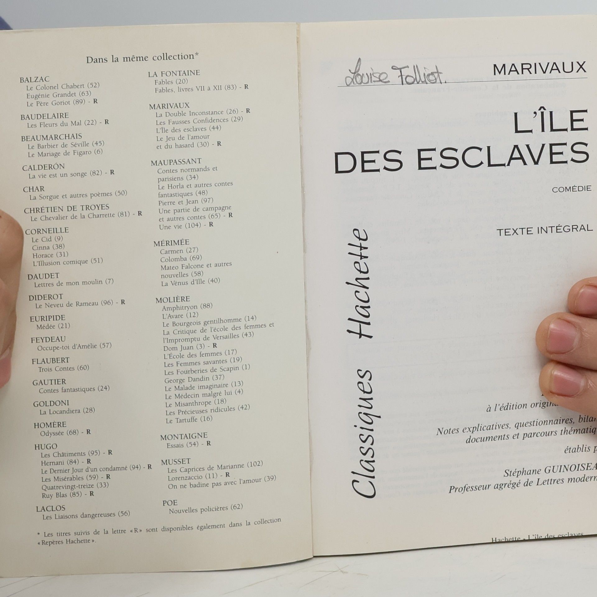 Pierre Carlet Marivaux Classique Hachette - 44: L'île des esclaves