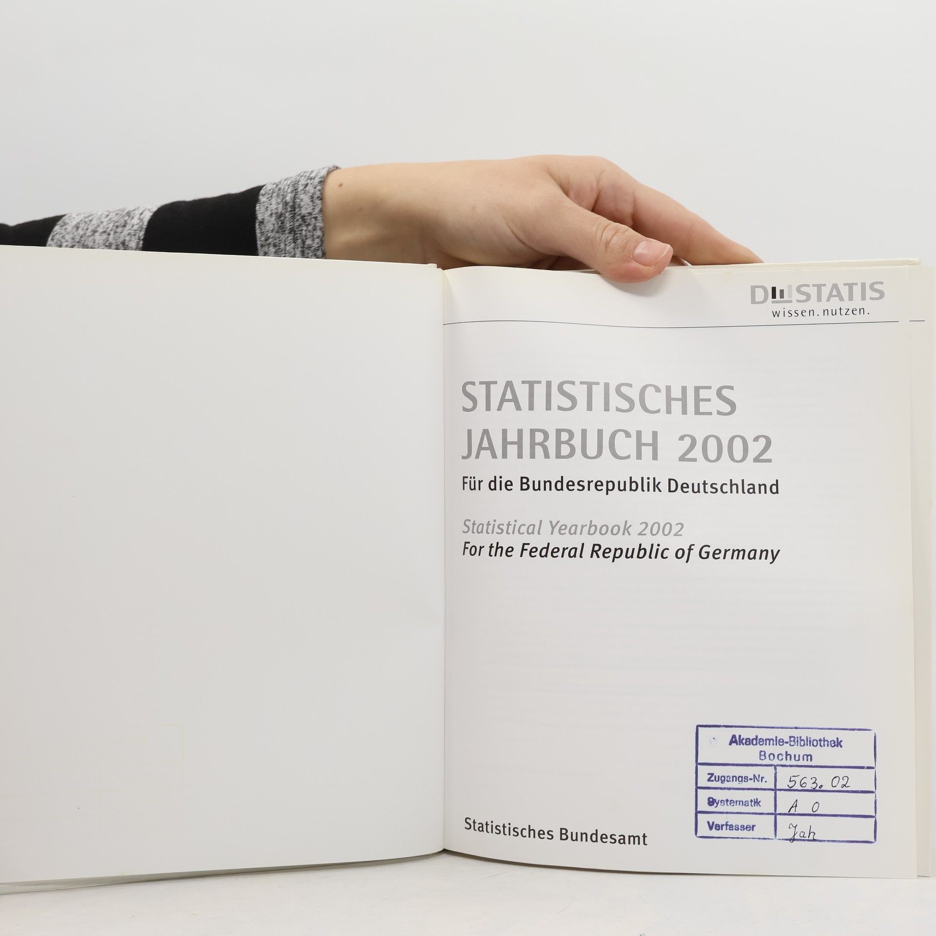 Statistisches Bundesamt Statistisches Jahrbuch 2002 für die Bundesrepublik Deutschland