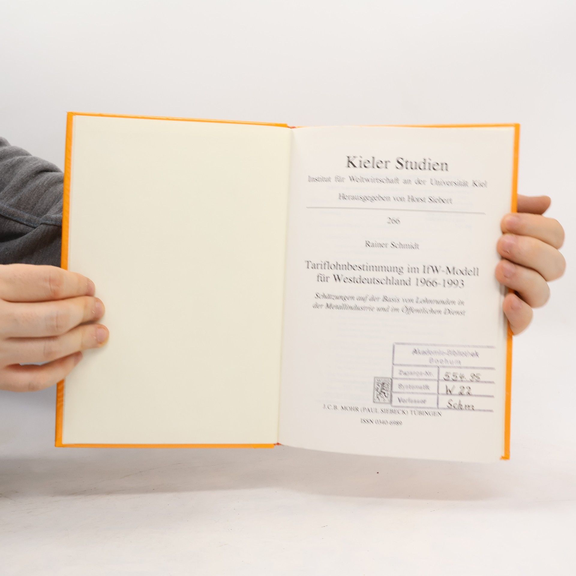Rainer Schmidt Tariflohnbestimmung im IfW-Modell für Westdeutschland 1966-1993