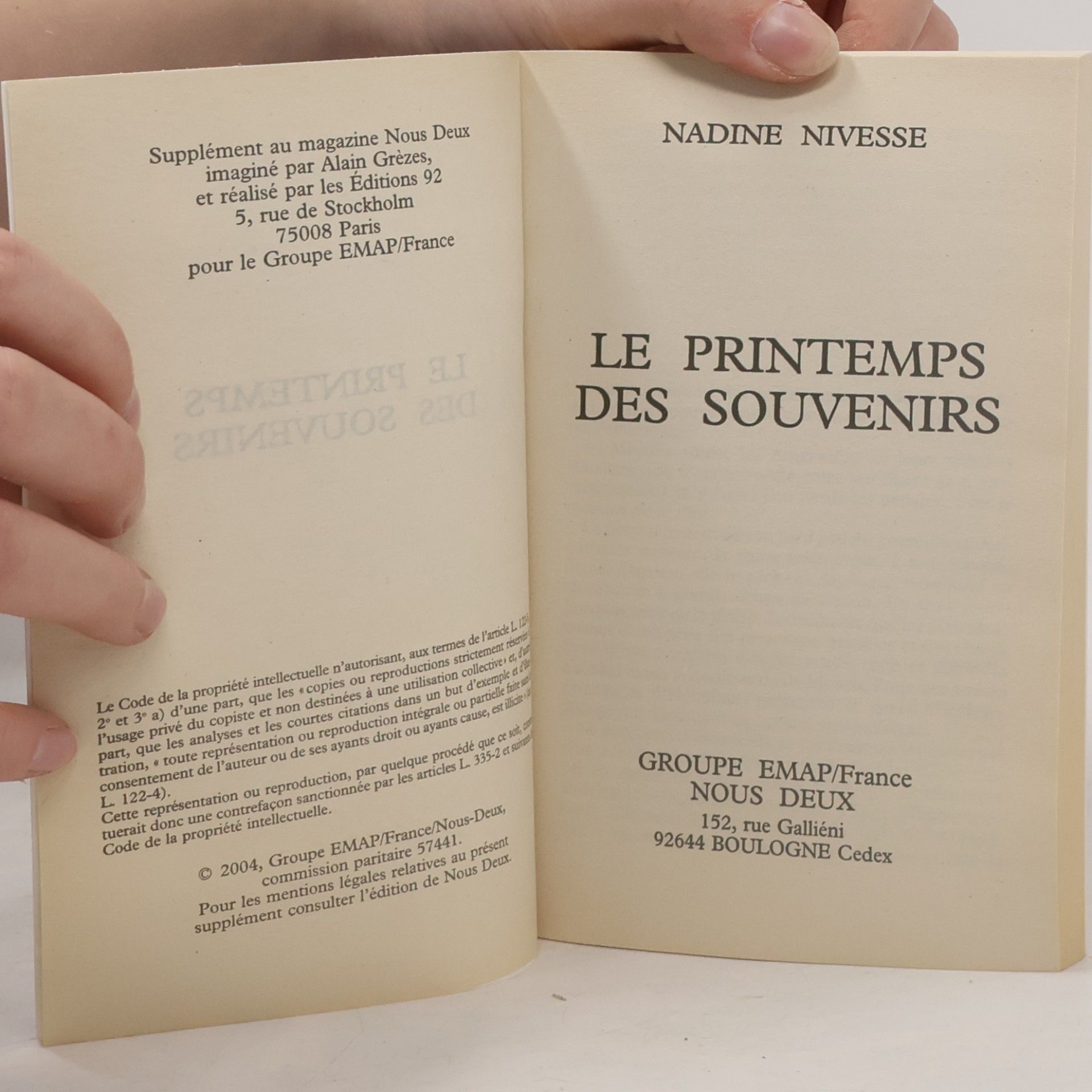 Nadine Nivesse Le printemps des souvenirs